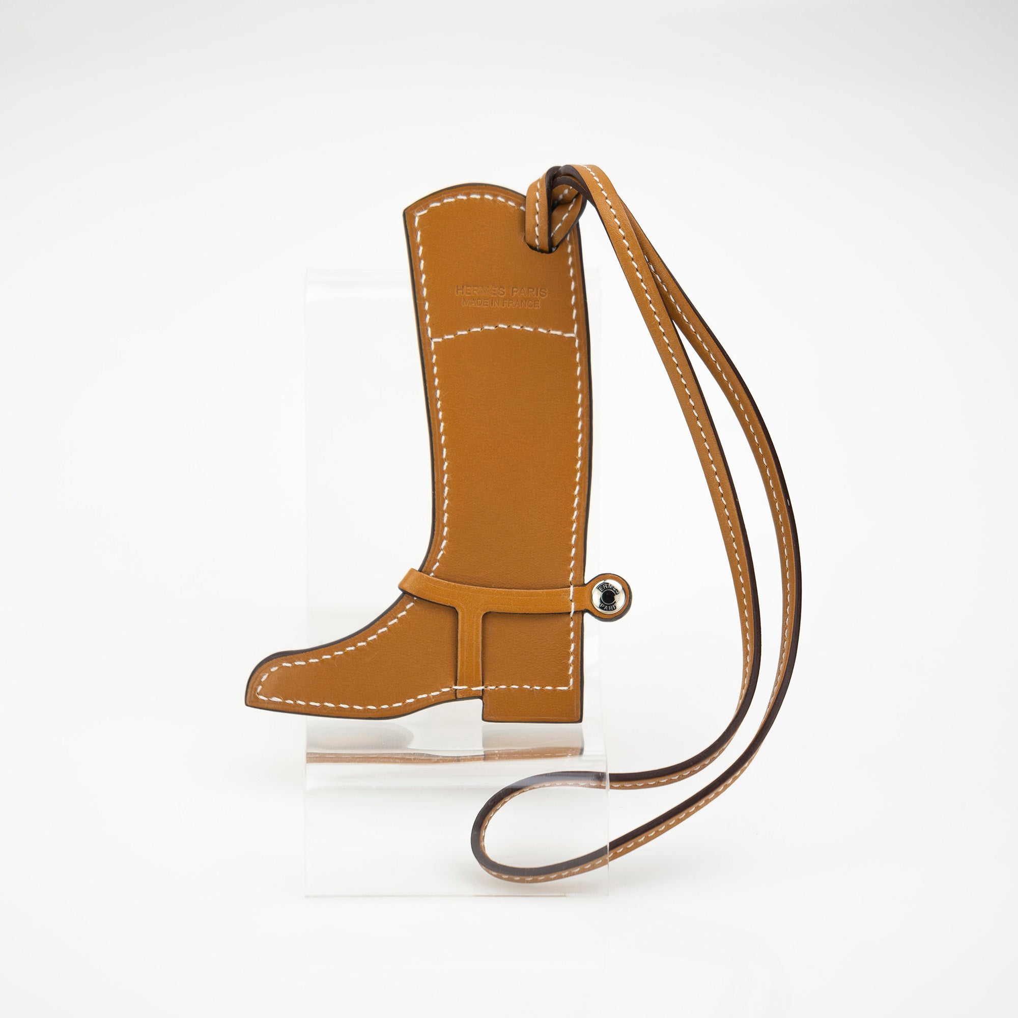 Hermes Paddock Bot Paddock Boots Bag Charm Natural Sable x Celeste Boxed Good Condition