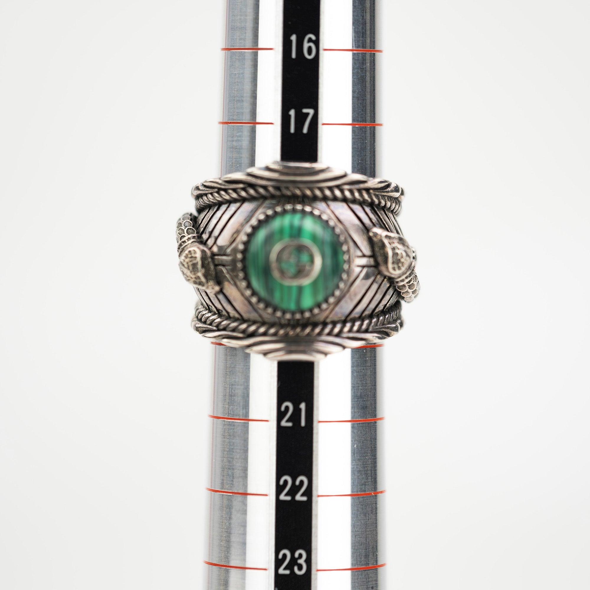 Gucci Kingsnake Garden Ring, Malachite x SV925 Ring, Size 19, Men's Accessories