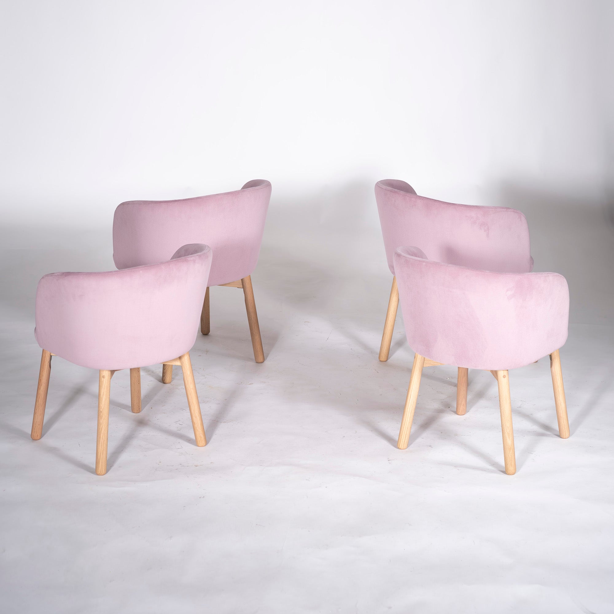 Dinos 5-piece dining set, Ridge 2, solid oak, dining table, dining chairs, velour, velvet