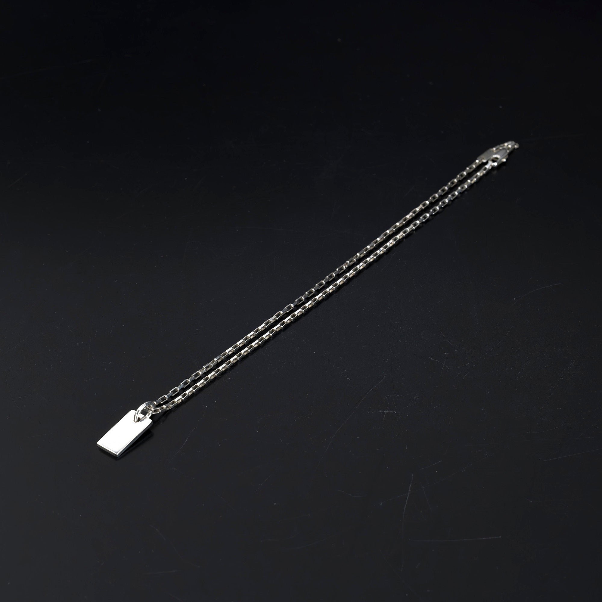 GUCCI Necklace Logo Plate Sterling Silver Venetian Chain