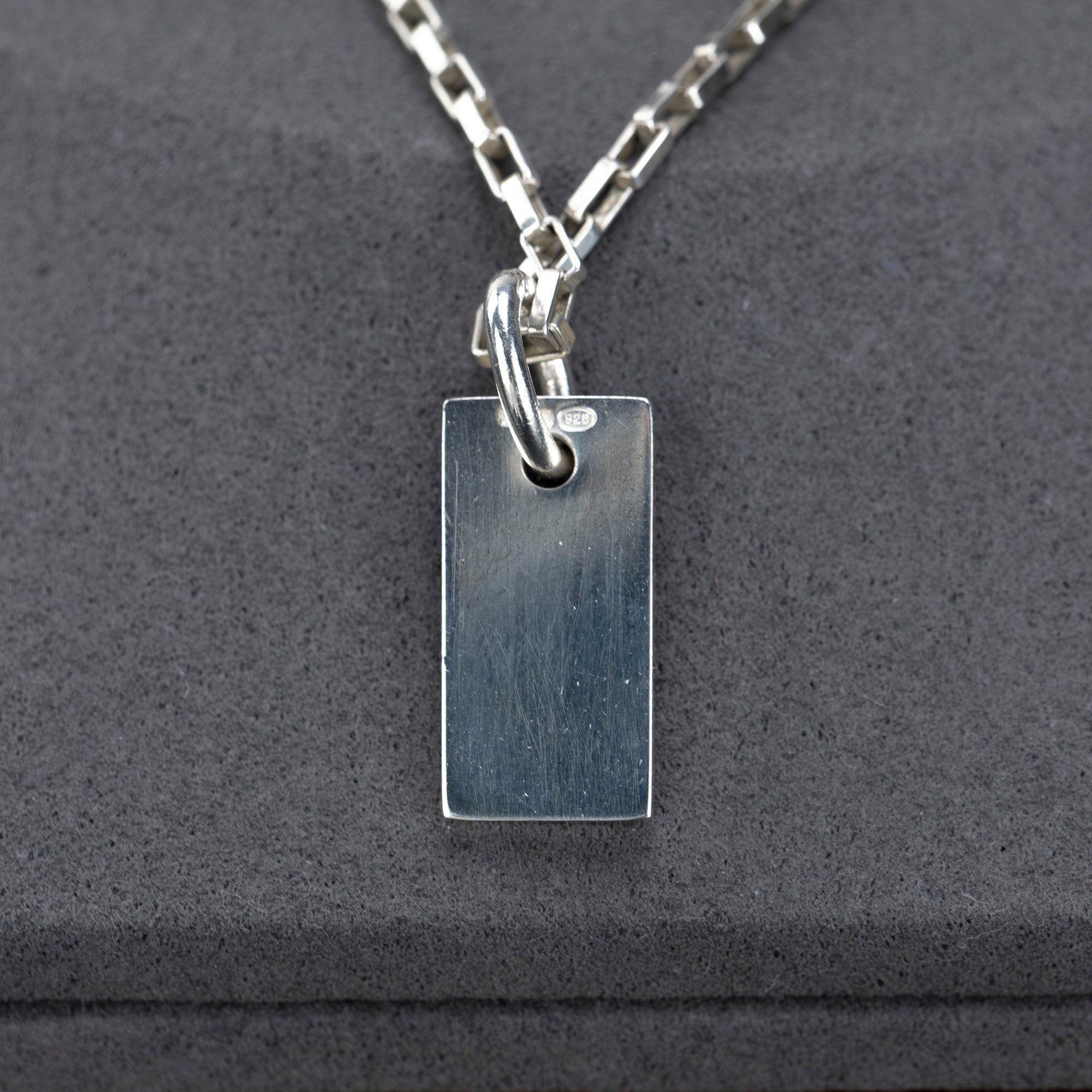 GUCCI Necklace Logo Plate Sterling Silver Venetian Chain