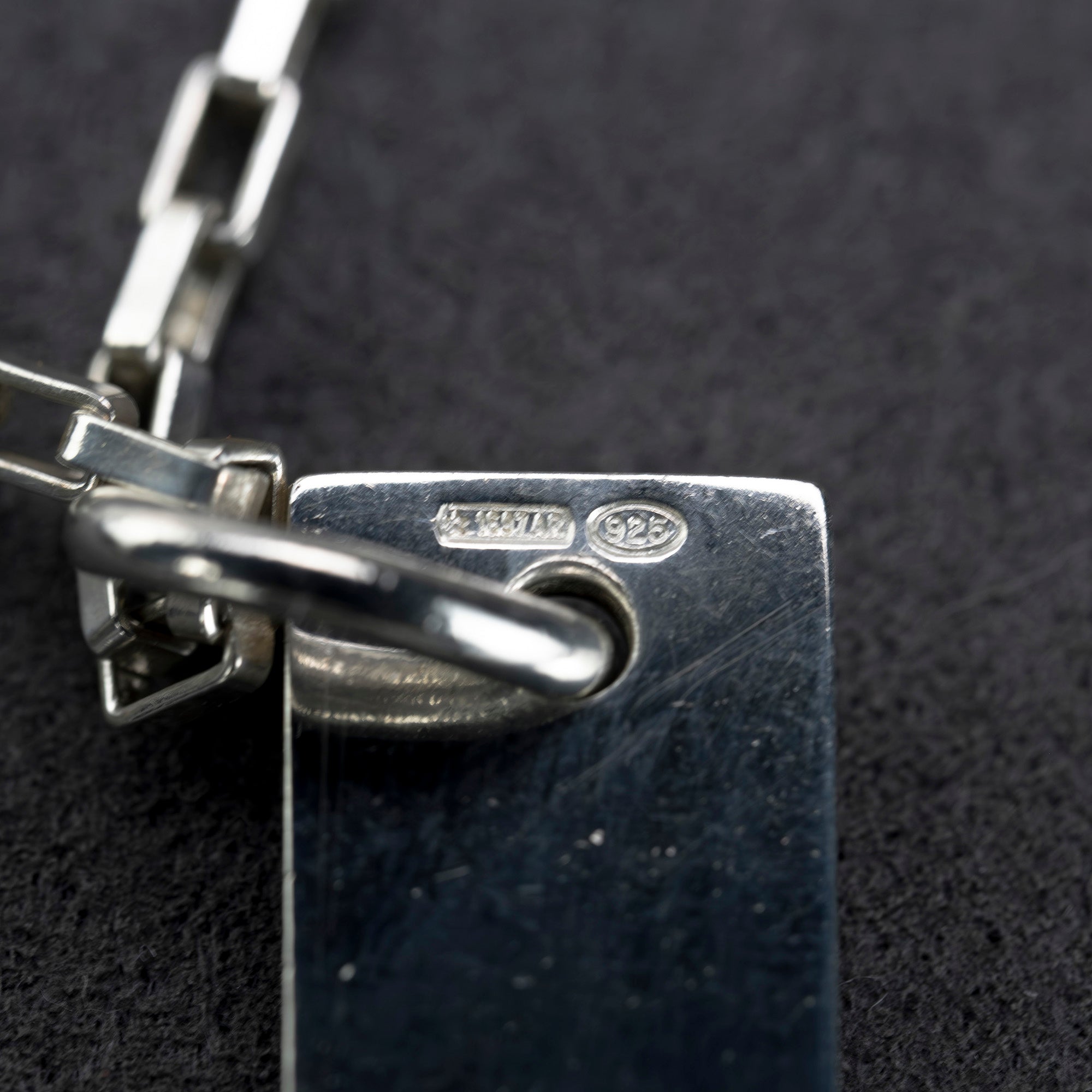 GUCCI Necklace Logo Plate Sterling Silver Venetian Chain