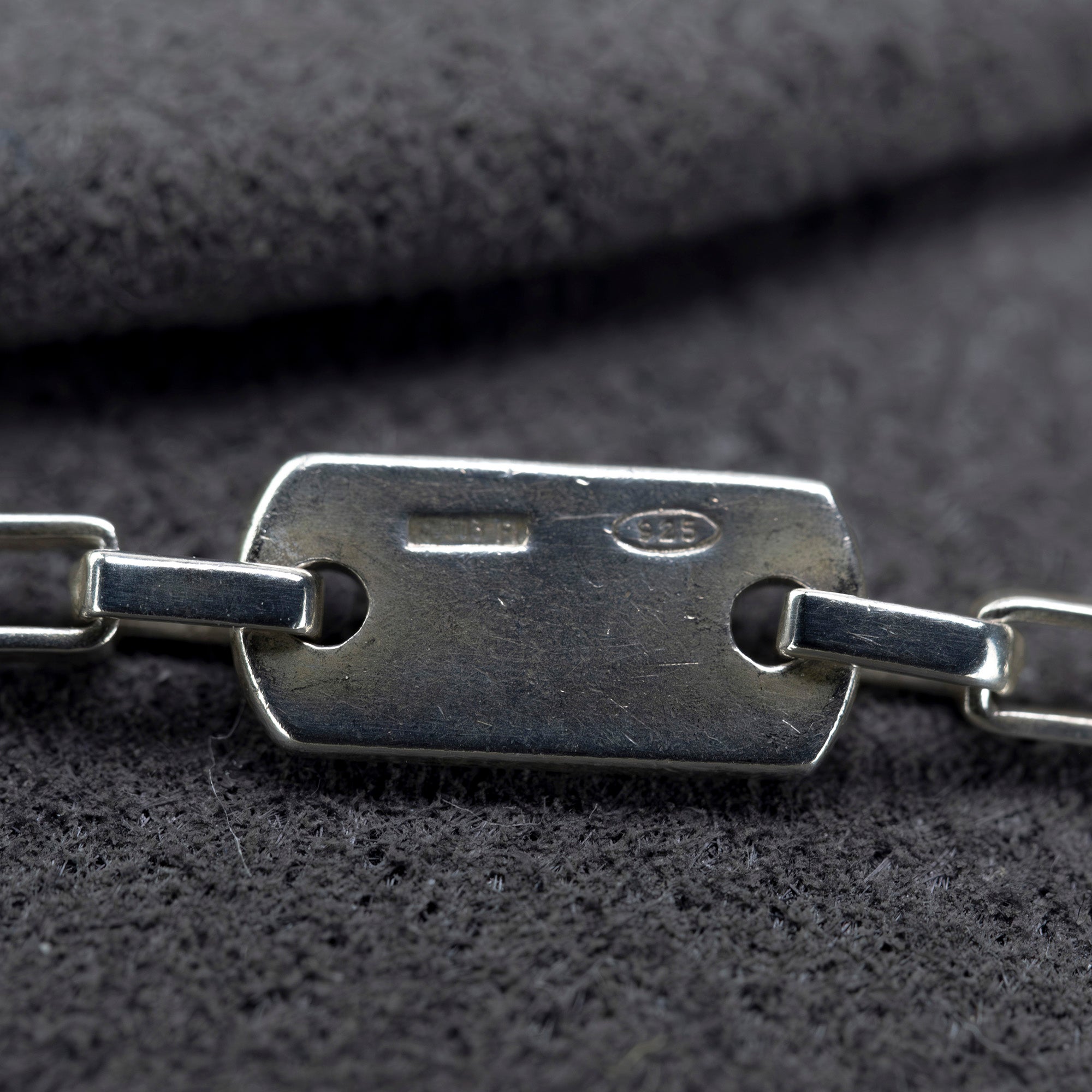 GUCCI Necklace Logo Plate Sterling Silver Venetian Chain