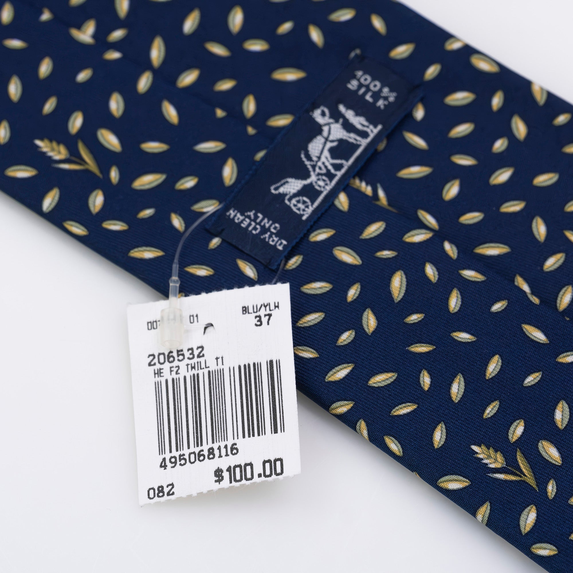 HERMES Hermes Men's Accessories Silk Items Tie Navy Good Condition