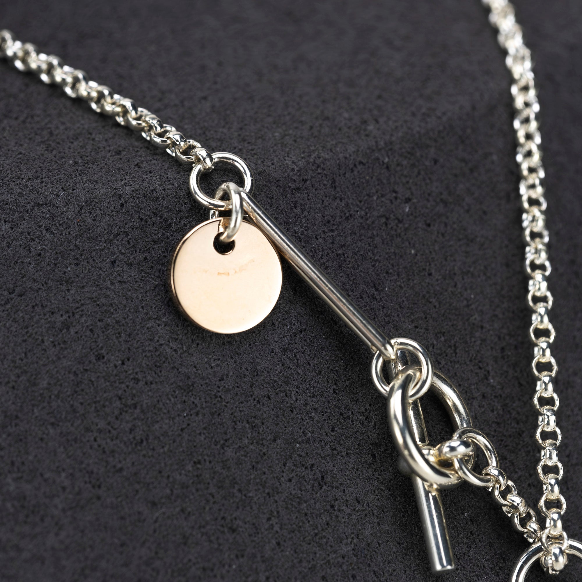 HERMES Ex-Libris MM HERMES Ex-Libris MM Silver 925 K18PG 3WAY long necklace