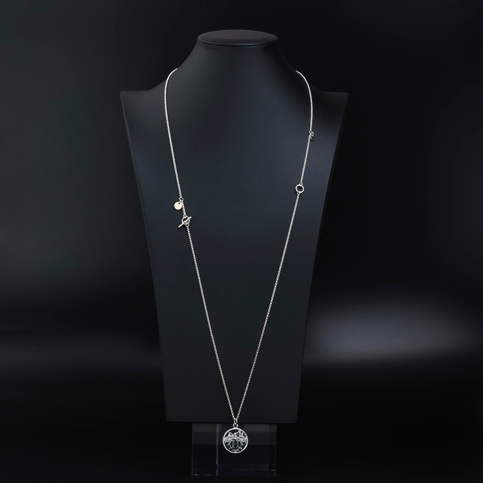 HERMES Ex-Libris MM HERMES Ex-Libris MM Silver 925 K18PG 3WAY long necklace