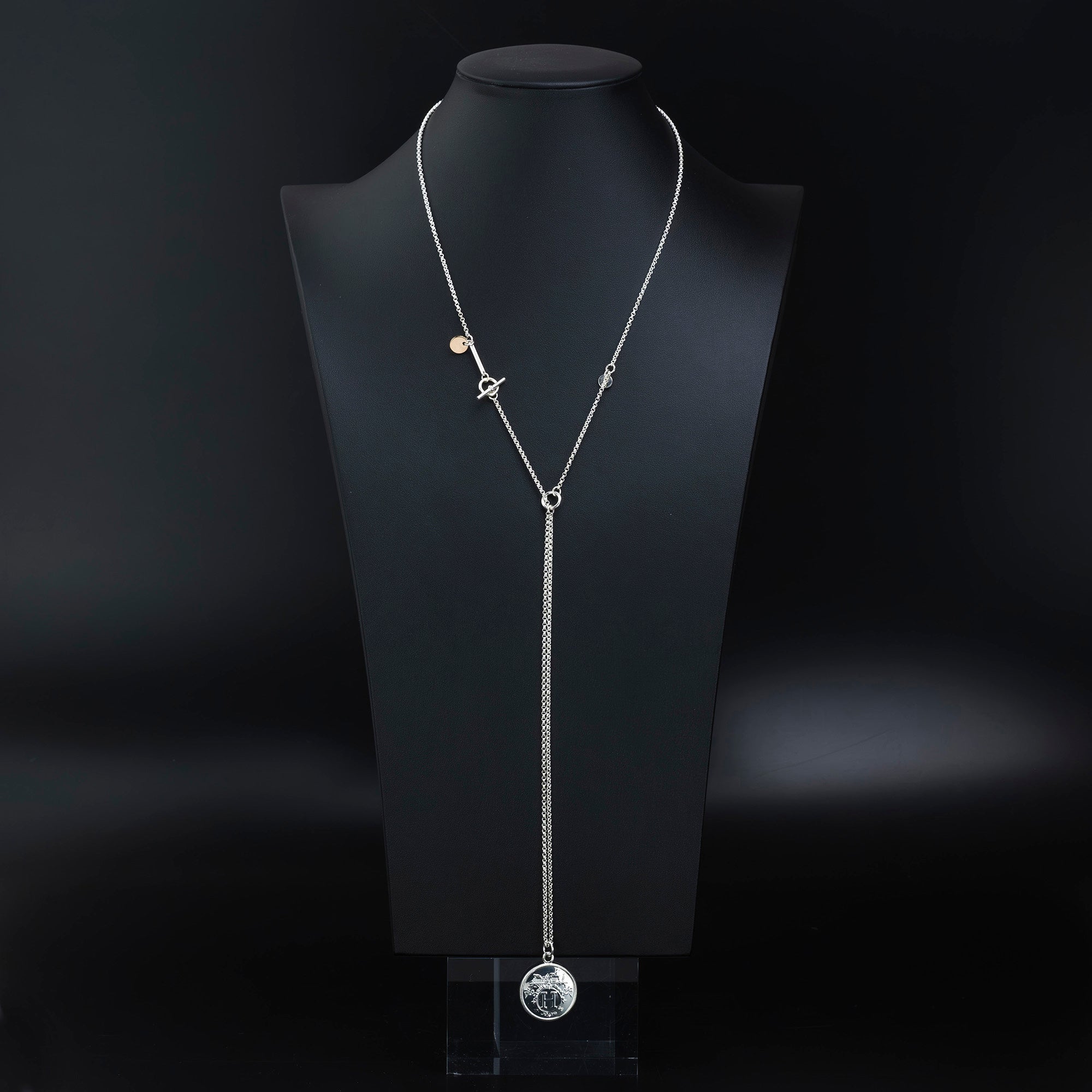 HERMES Ex-Libris MM HERMES Ex-Libris MM Silver 925 K18PG 3WAY long necklace