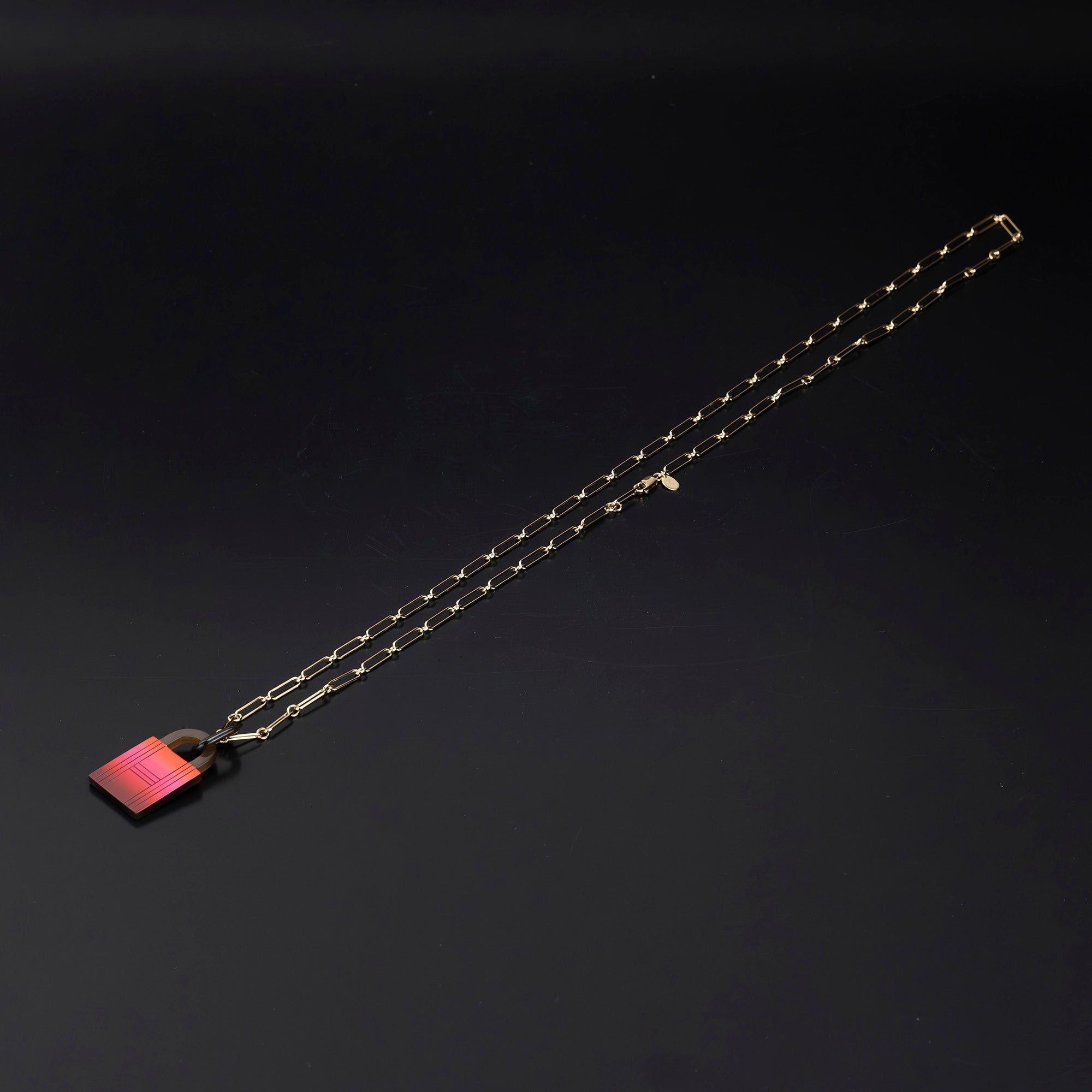 Hermes HERMES amulet necklace buffalo horn padlock motif good condition