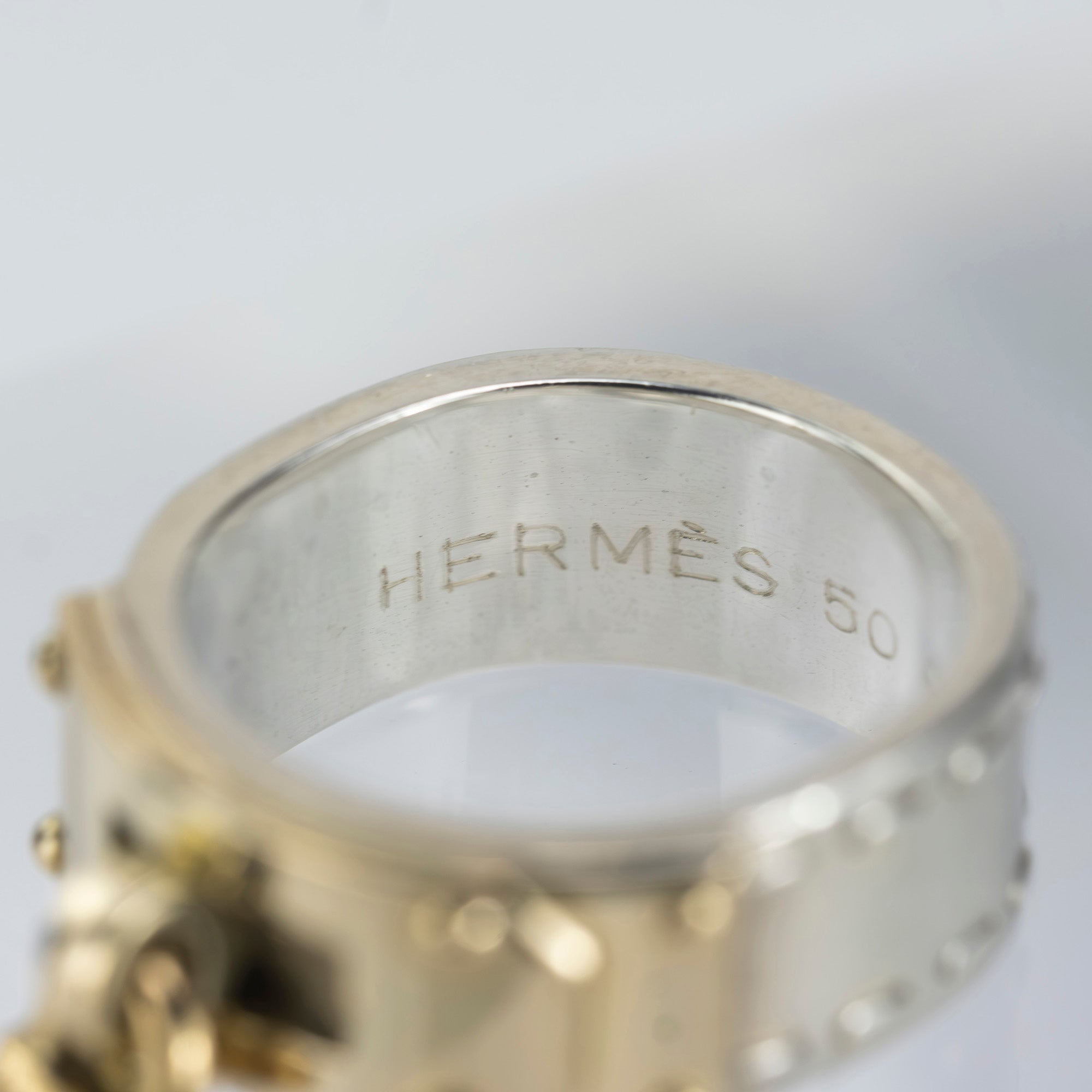 Hermes Kelly Ring, Silver 925, 18K, Size 9, Total weight approx. 10.32g