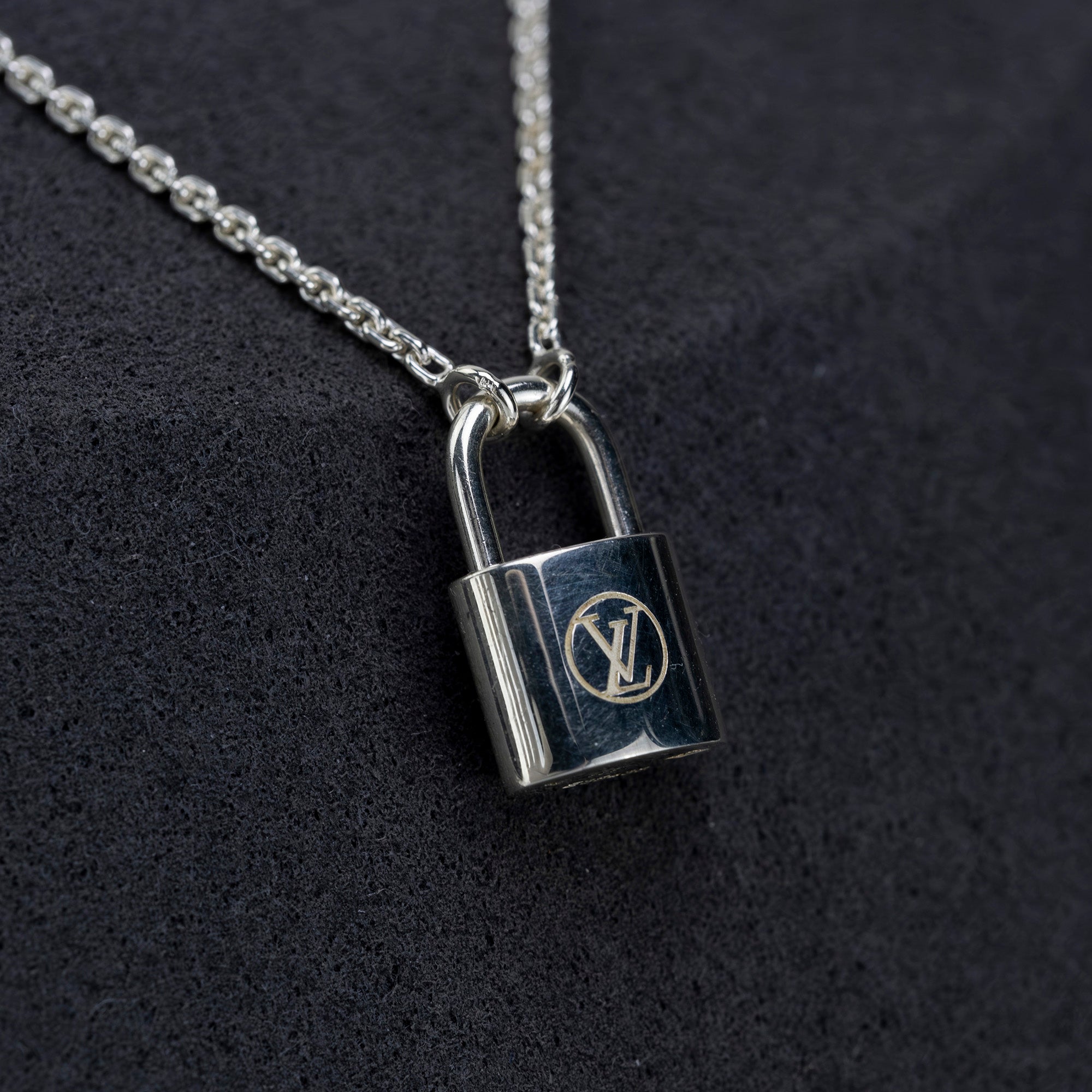 Louis Vuitton LOUIS VUITTON Pendant Silver Lockit Men's Accessories Necklace