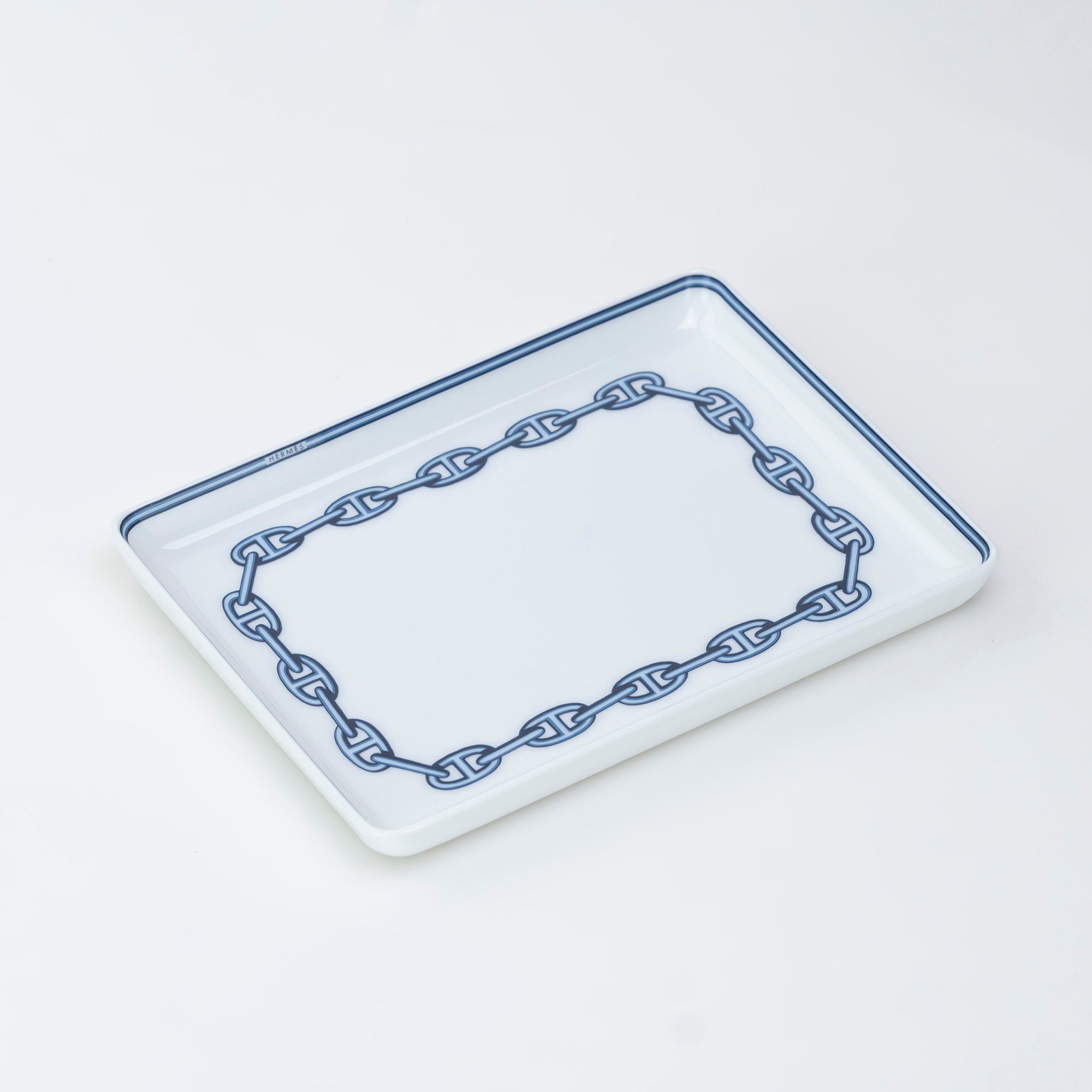 HERMES Chaine d'ancre Square Plate, Porcelain Tray, Discontinued Product