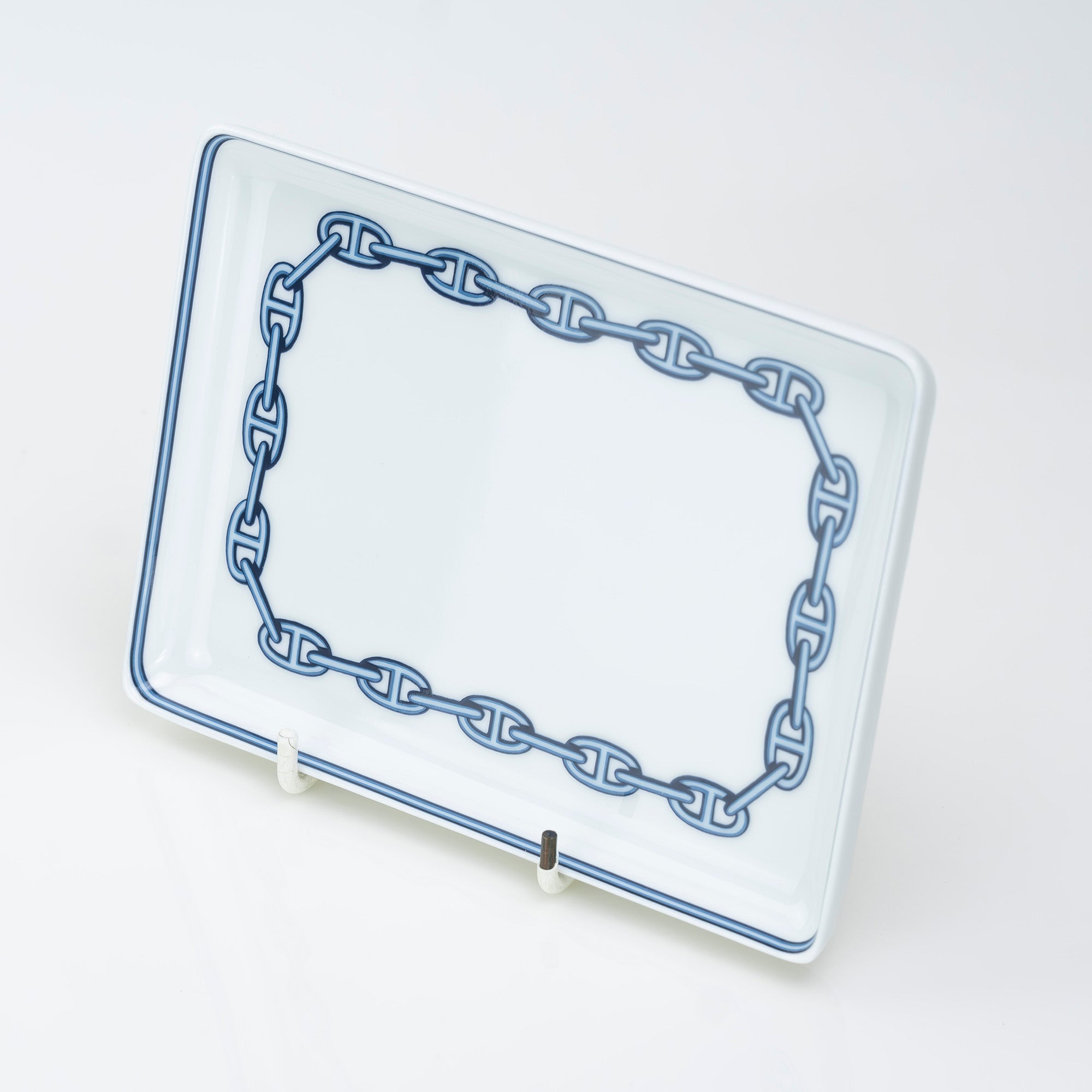 HERMES Chaine d'ancre Square Plate, Porcelain Tray, Discontinued Product