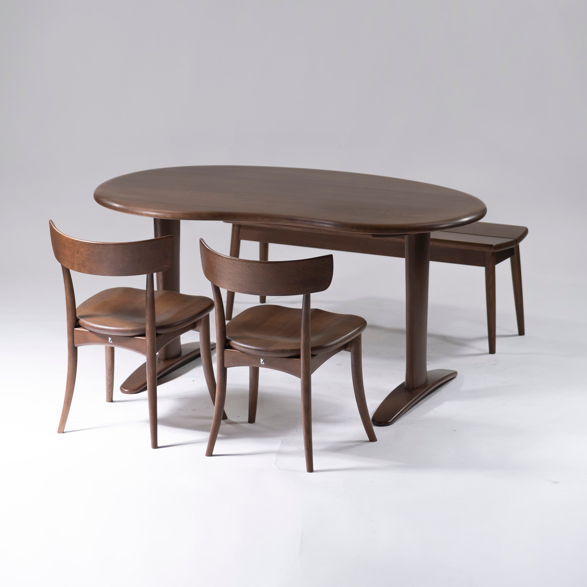 Dining chair Hida Sangyo KITZUKI CRESCENT Armless chair (1) Solid oak wood Wooden seat Japanese modern Natural