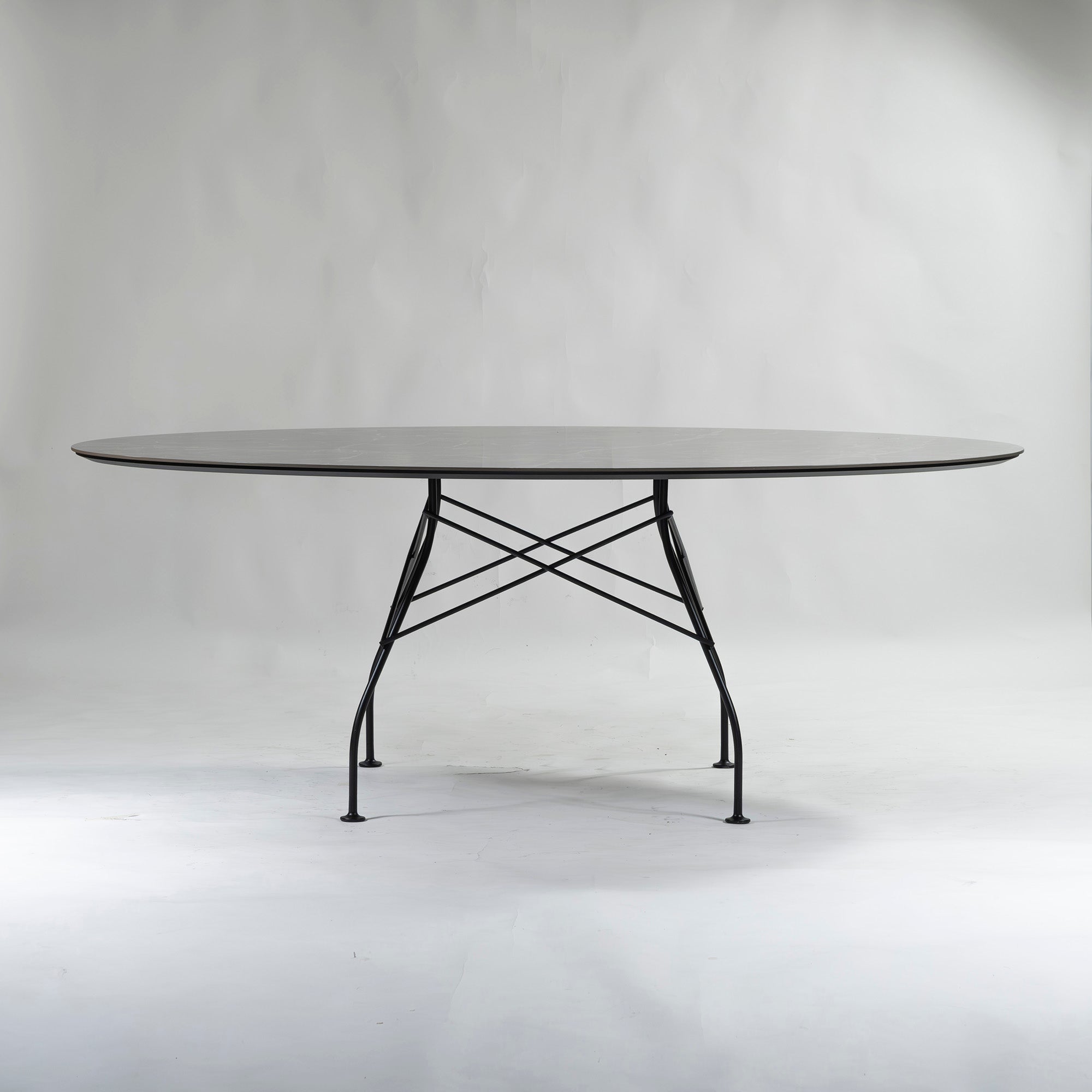 Dining table Kartell Glossy Oval 192 Ceramic top Marble look Italian modern Stylish