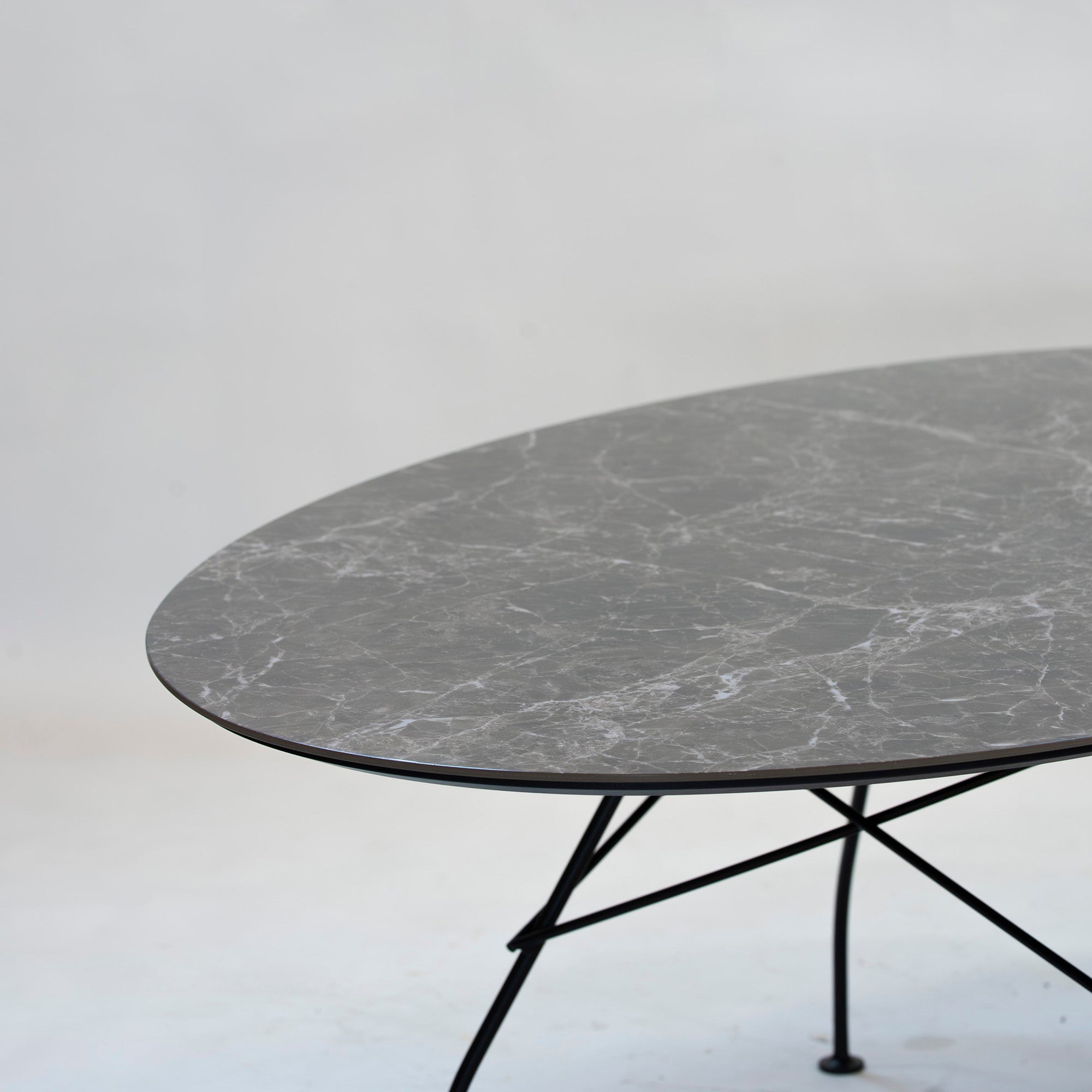 Dining table Kartell Glossy Oval 192 Ceramic top Marble look Italian modern Stylish