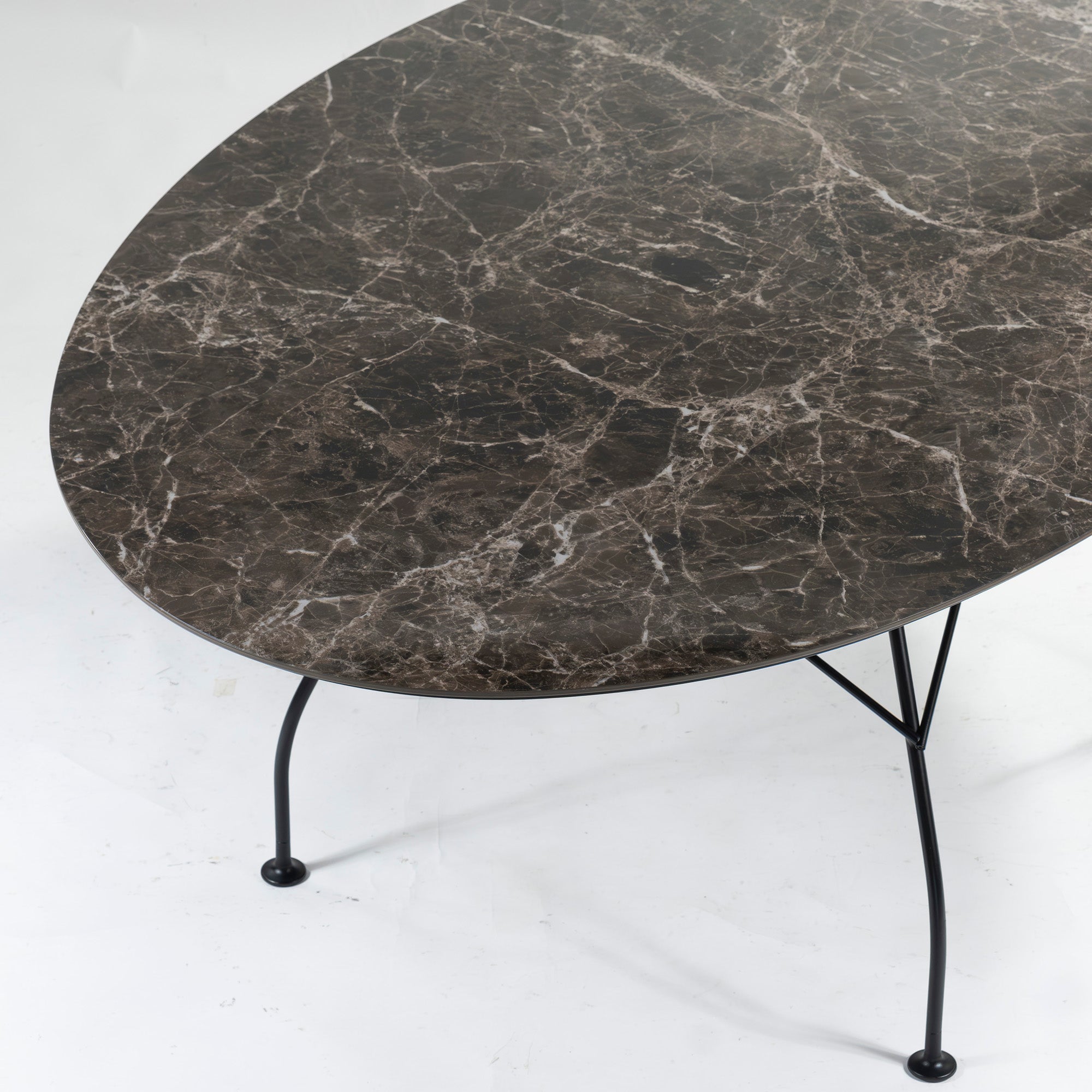 Dining table Kartell Glossy Oval 192 Ceramic top Marble look Italian modern Stylish