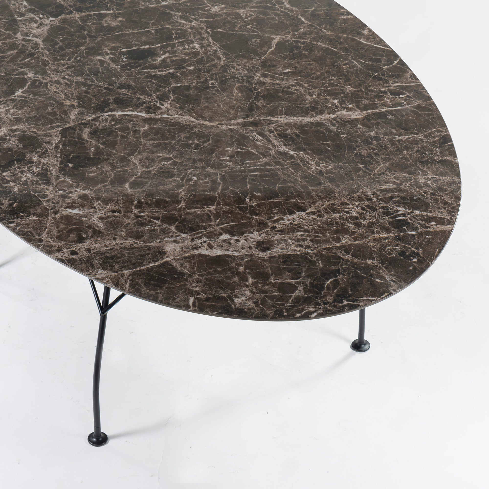 Dining table Kartell Glossy Oval 192 Ceramic top Marble look Italian modern Stylish