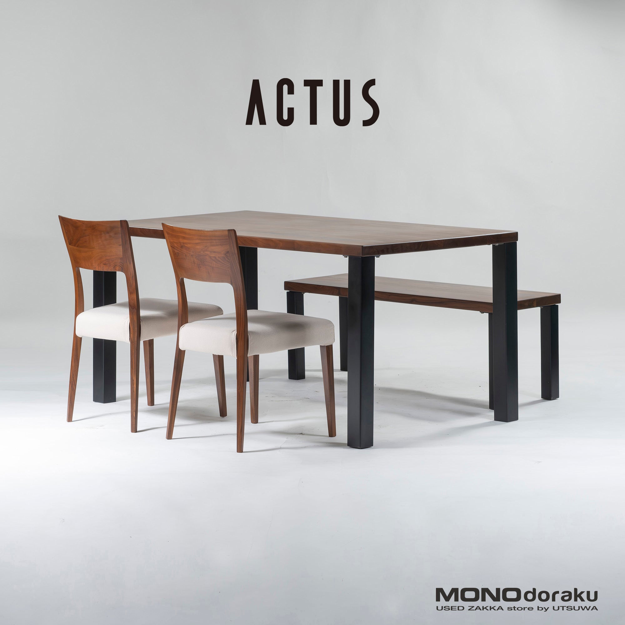 Dining set ACTUS FJ series Walnut covering Dining table Dining chair Bench