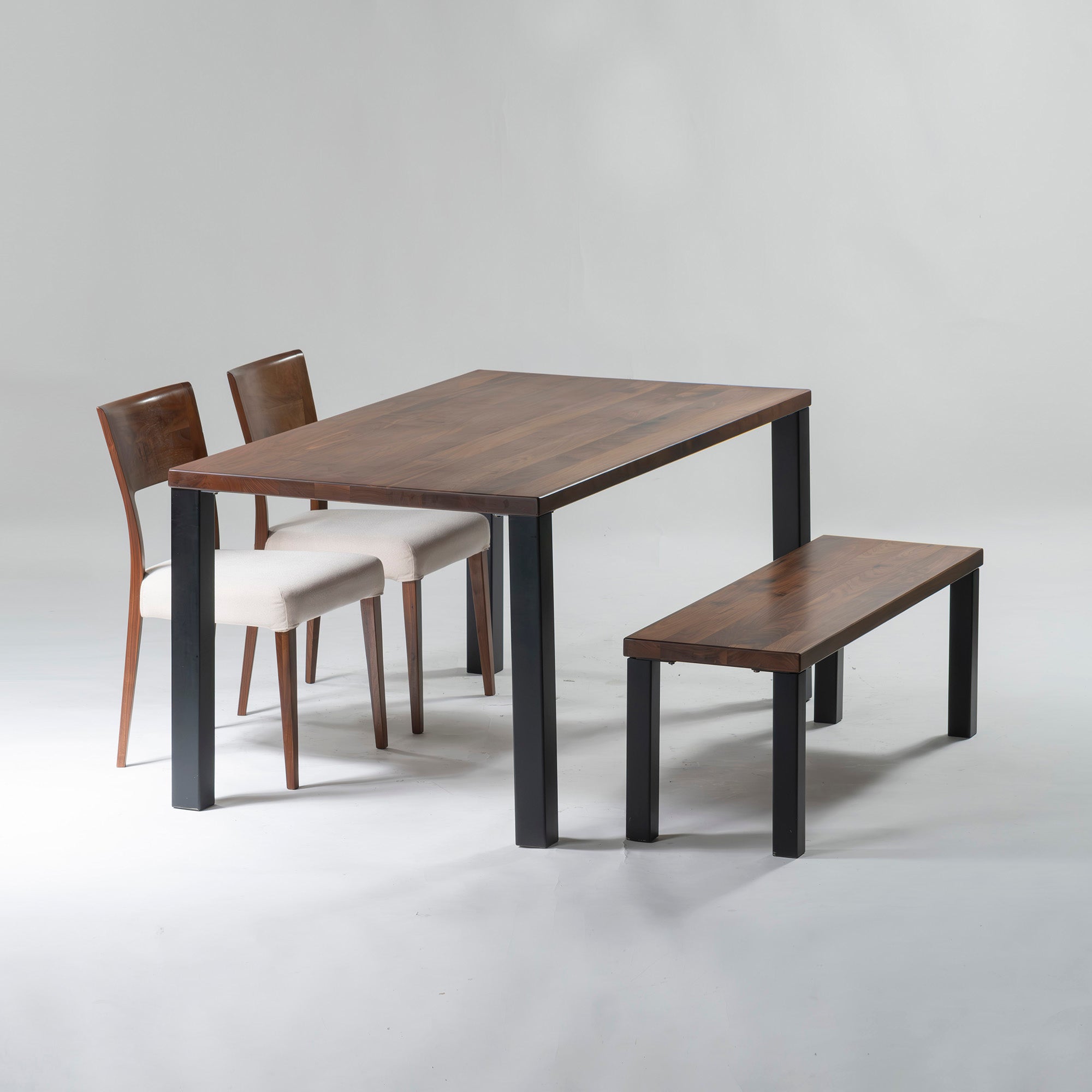 Dining set ACTUS FJ series Walnut covering Dining table Dining chair Bench