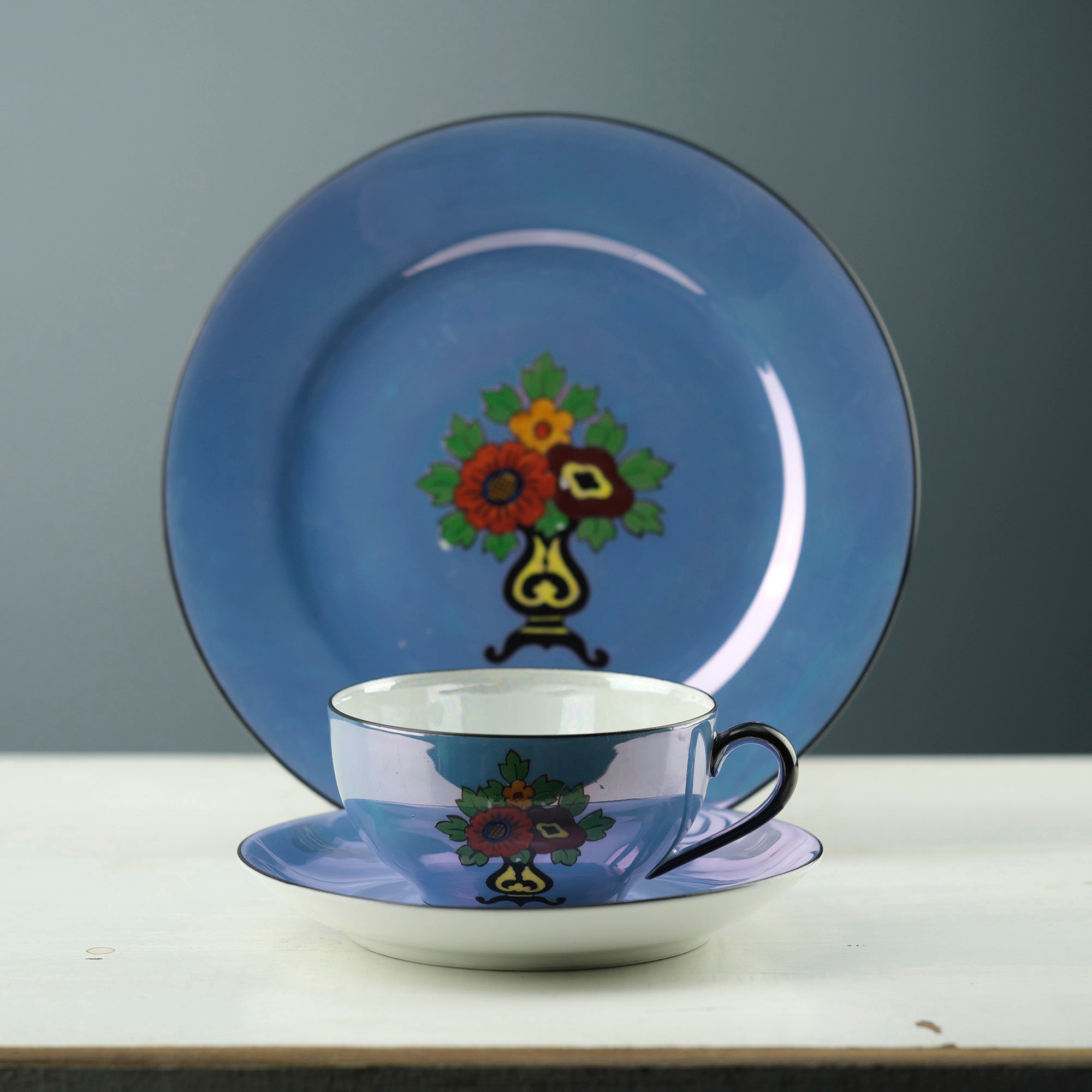 Old Noritake Art Deco Style Luster Trio Homecoming 1920s Antique Vintage