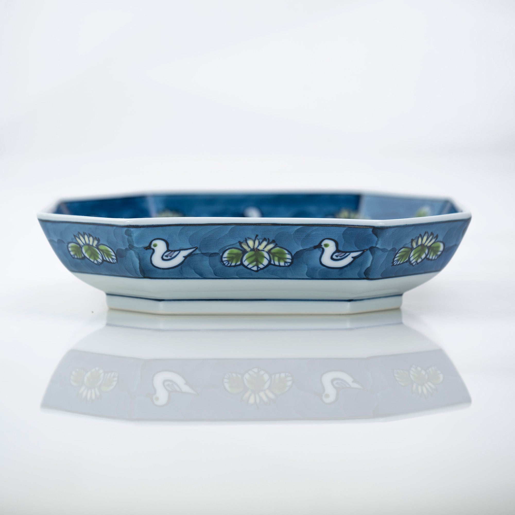 Gen'emon Kiln, Koremoku Kiln, Dye-nishiki Waterfowl Design, Square Plate, 18.5cm, Arita Ware