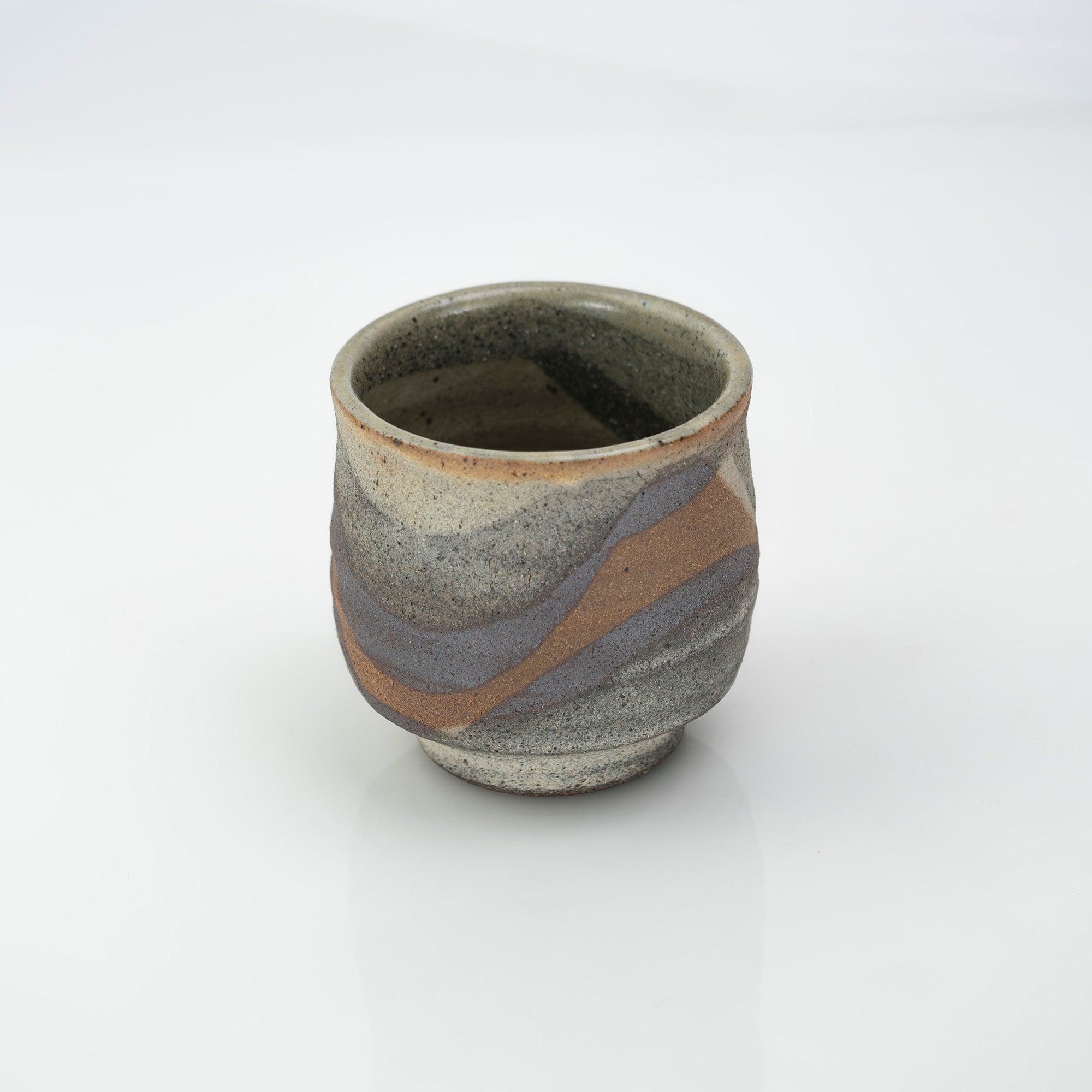 Omiyaji Michiko, cut-out pattern teacup, with box, female artist, Mashiko ware