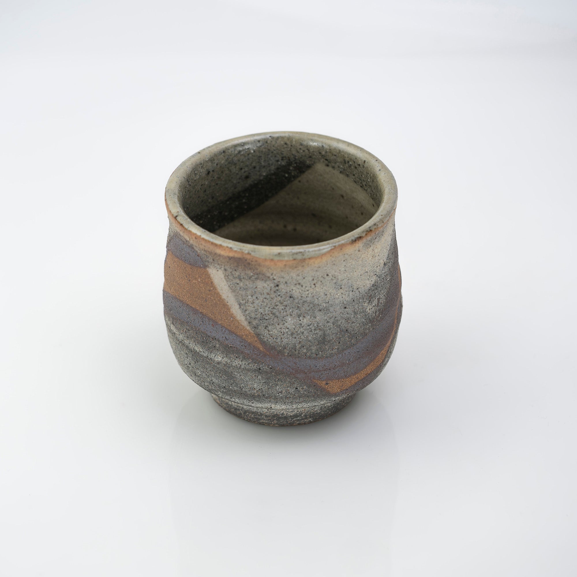 Omiyaji Michiko, cut-out pattern teacup, with box, female artist, Mashiko ware