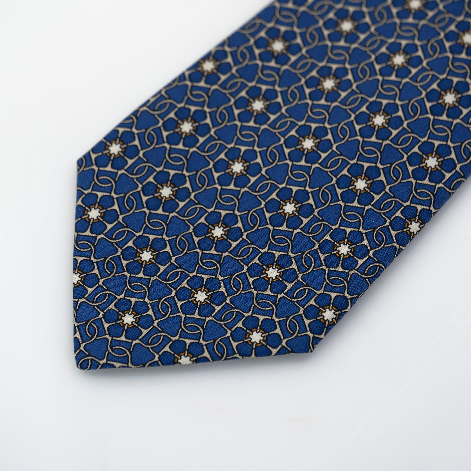 HERMES Hermes Men's Accessories Silk Items Necktie 7707OA Blue All-over Pattern