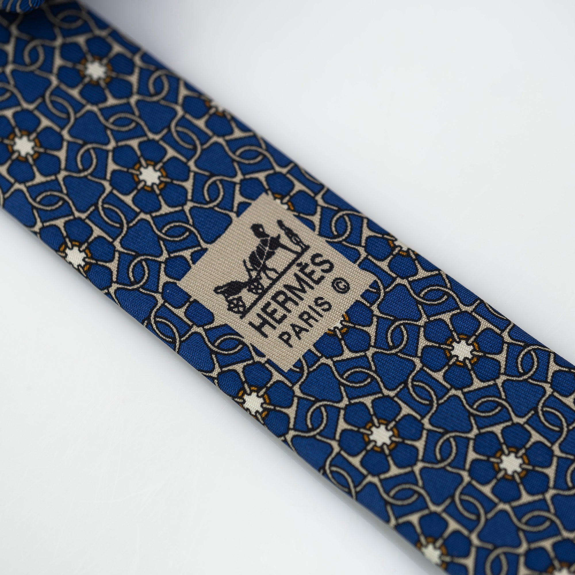 HERMES Hermes Men's Accessories Silk Items Necktie 7707OA Blue All-over Pattern
