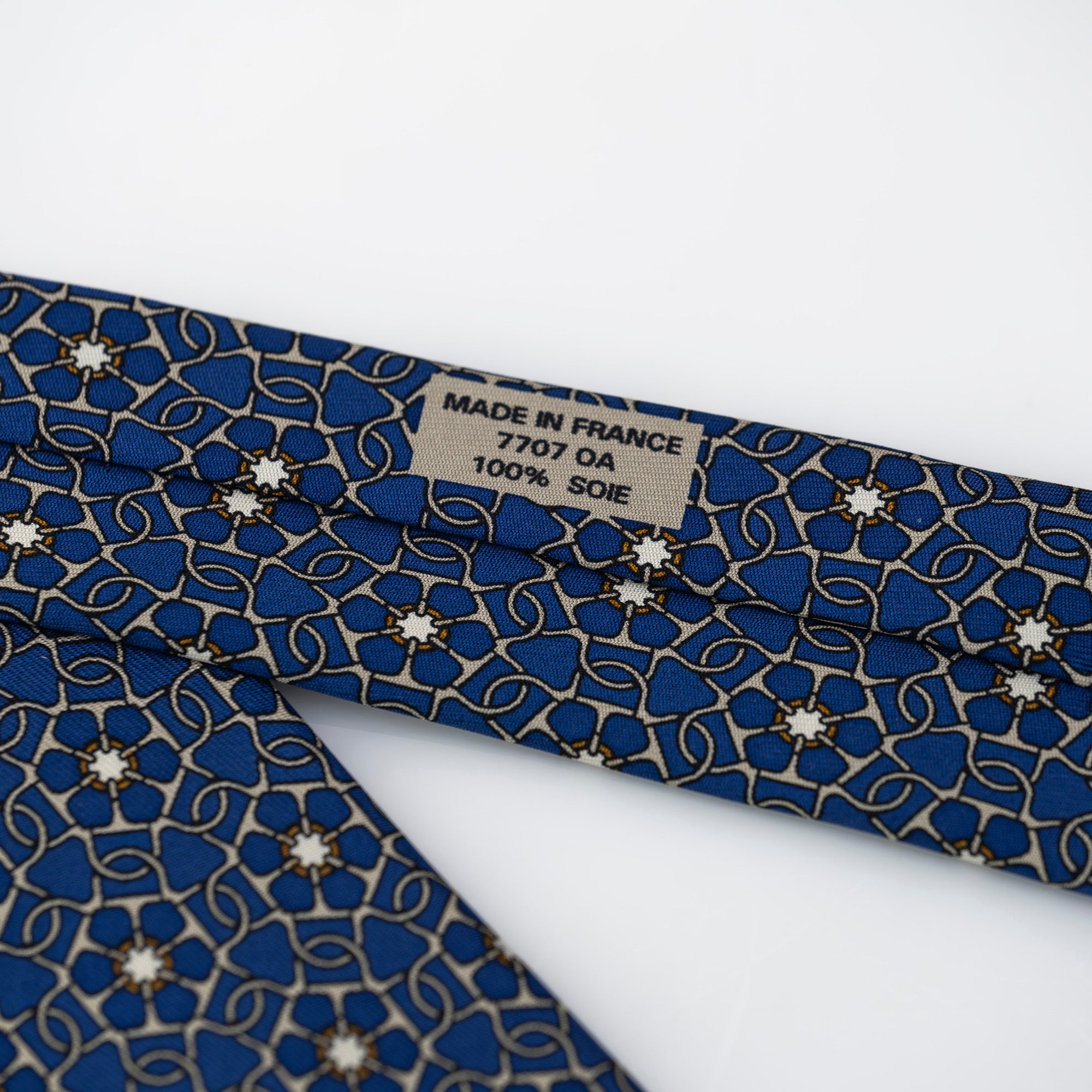 HERMES Hermes Men's Accessories Silk Items Necktie 7707OA Blue All-over Pattern