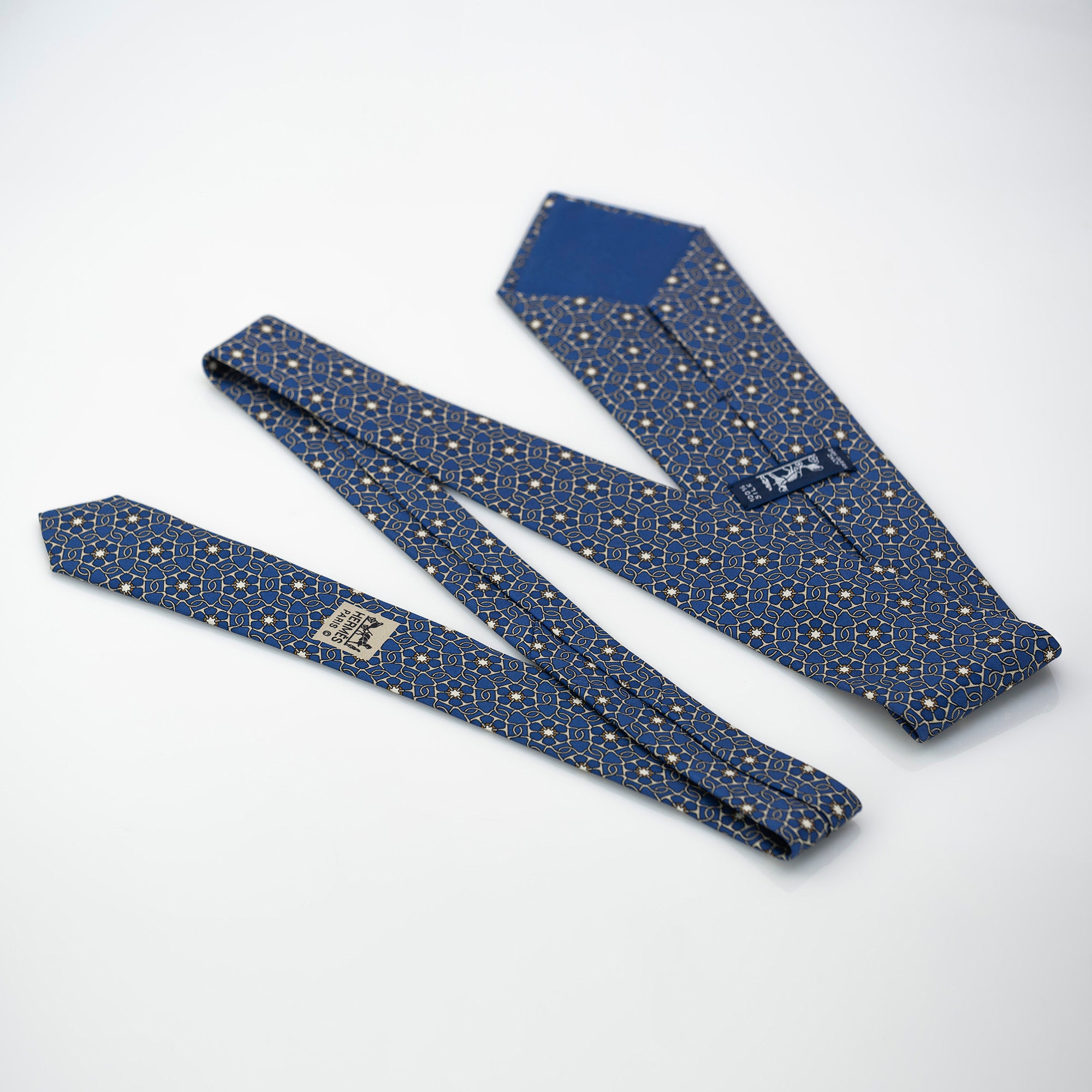 HERMES Hermes Men's Accessories Silk Items Necktie 7707OA Blue All-over Pattern