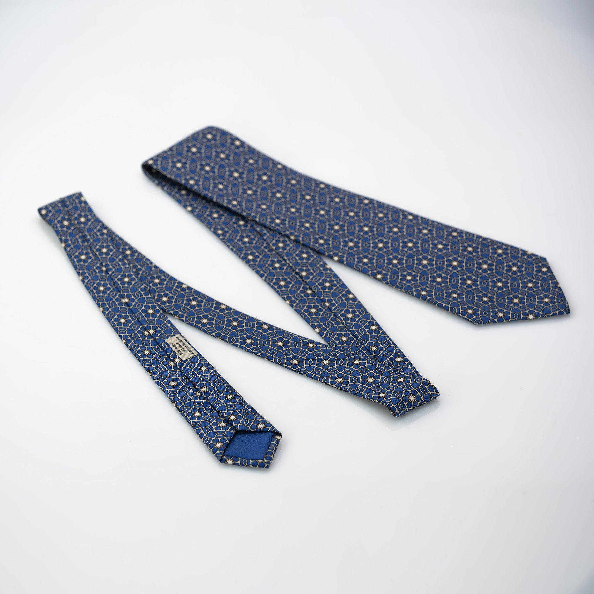 HERMES Hermes Men's Accessories Silk Items Necktie 7707OA Blue All-over Pattern