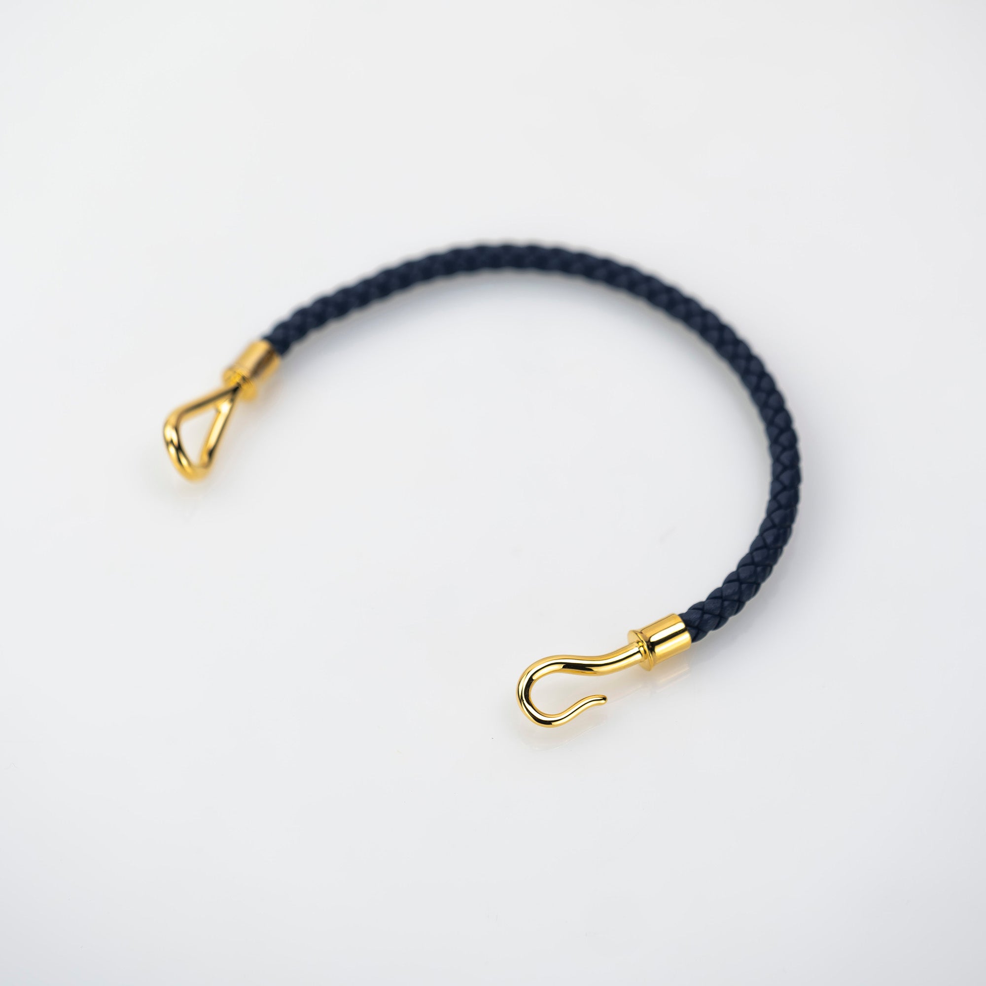 Hermes Jumbo H Leather Bracelet Navy x Gold Men's Accessory Good Condition
