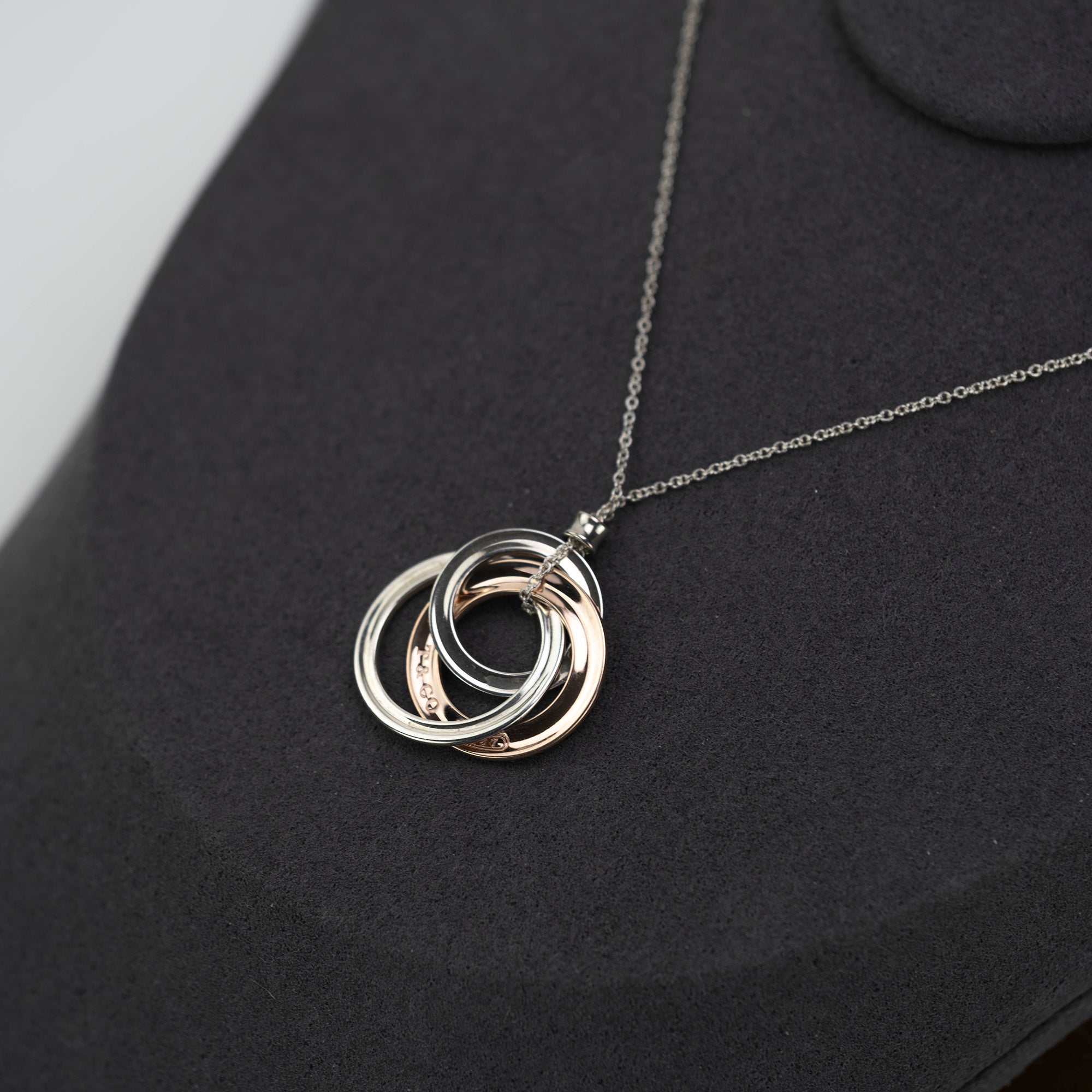 Tiffany & Co. Interlocking Triple Circle Necklace, 925 Silver x Rubedo Metal