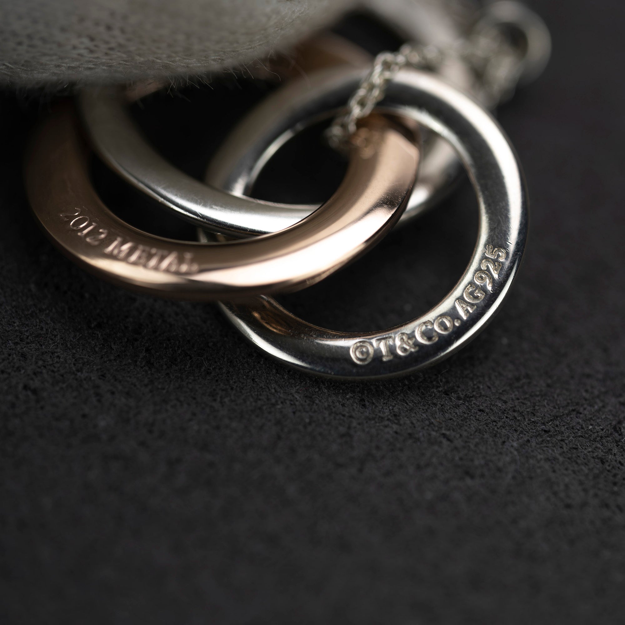 Tiffany & Co. Interlocking Triple Circle Necklace, 925 Silver x Rubedo Metal