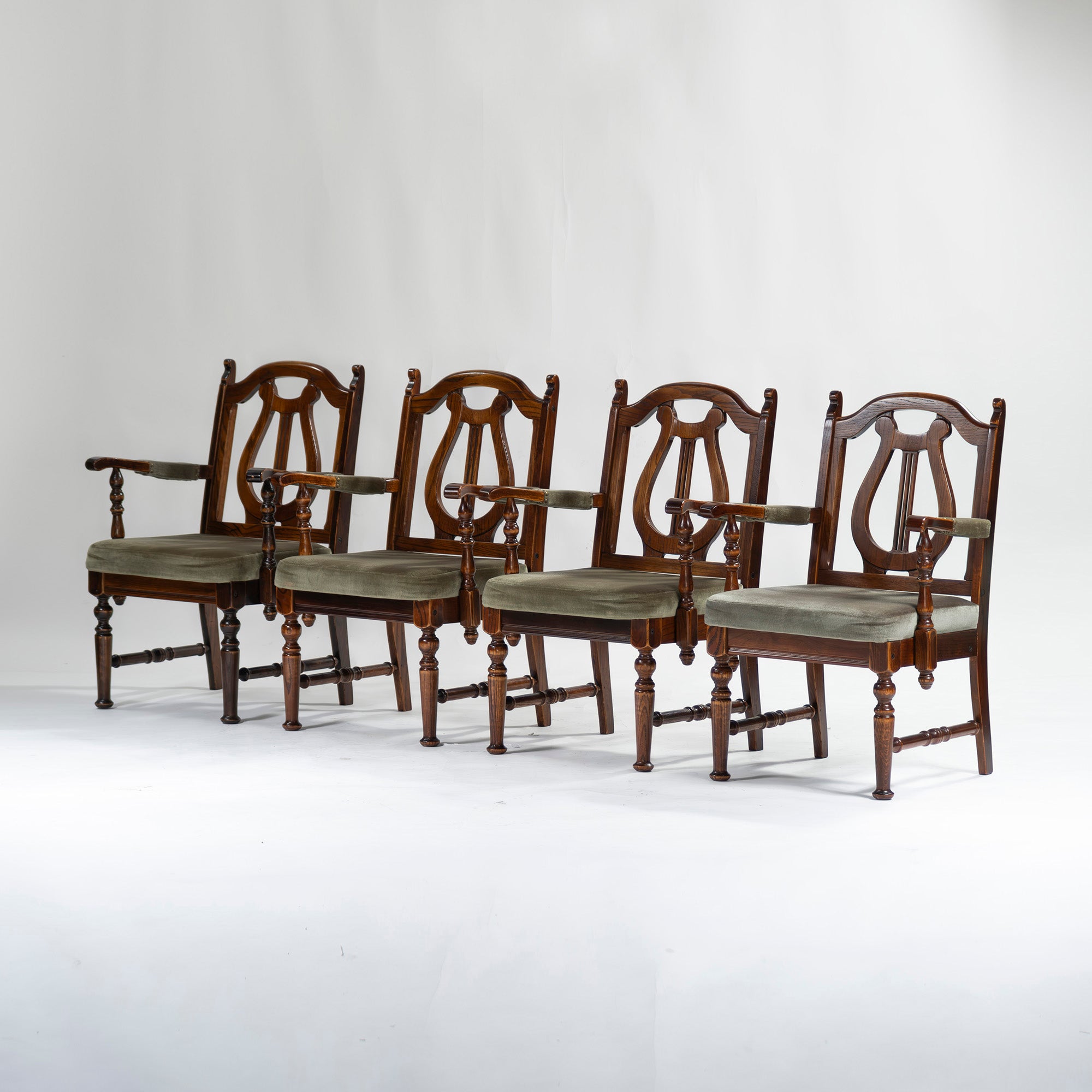 5-piece dining set, British country style, oak wood, armchair, dining chair, dining table, antique style, Mitsukoshi