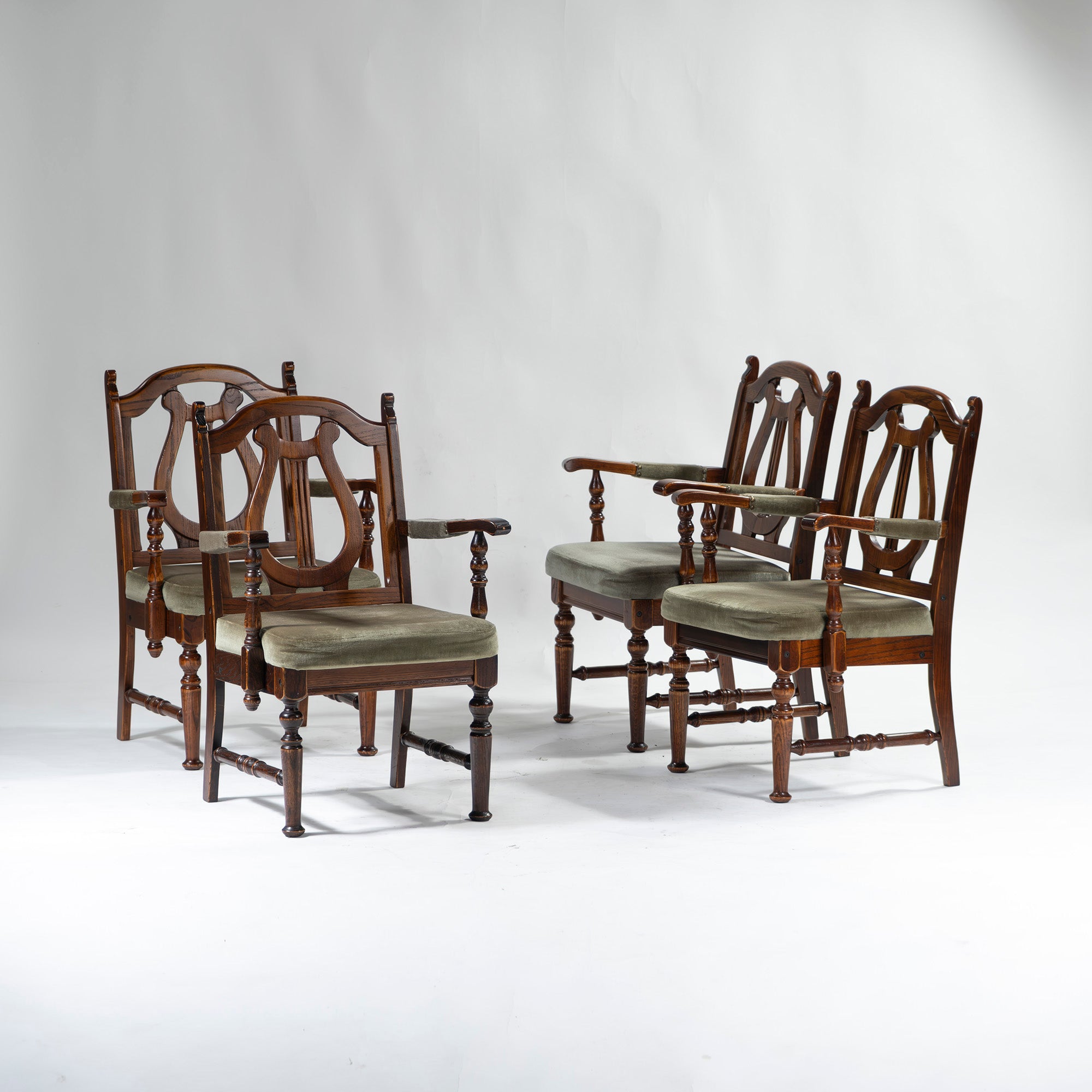 5-piece dining set, British country style, oak wood, armchair, dining chair, dining table, antique style, Mitsukoshi