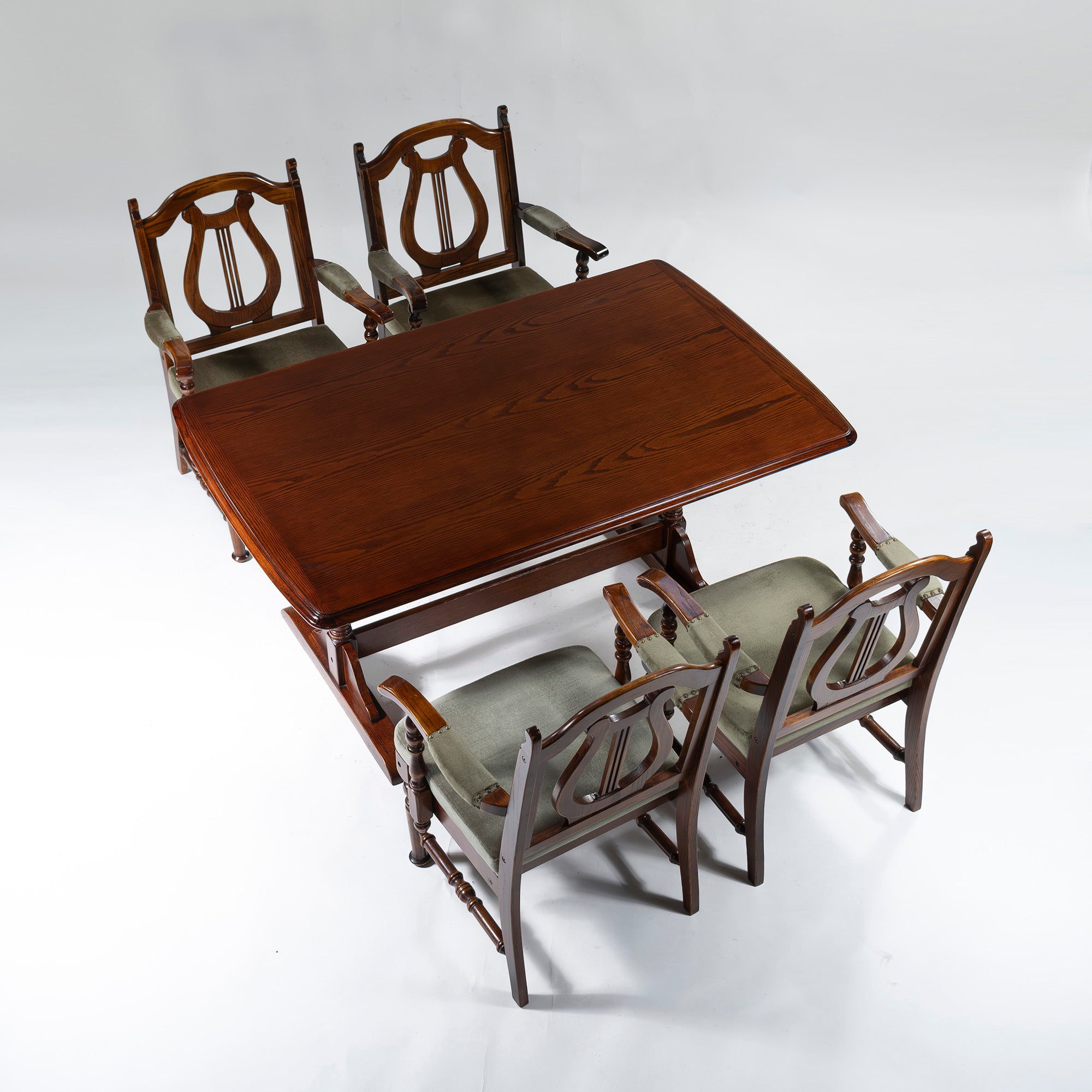 5-piece dining set, British country style, oak wood, armchair, dining chair, dining table, antique style, Mitsukoshi