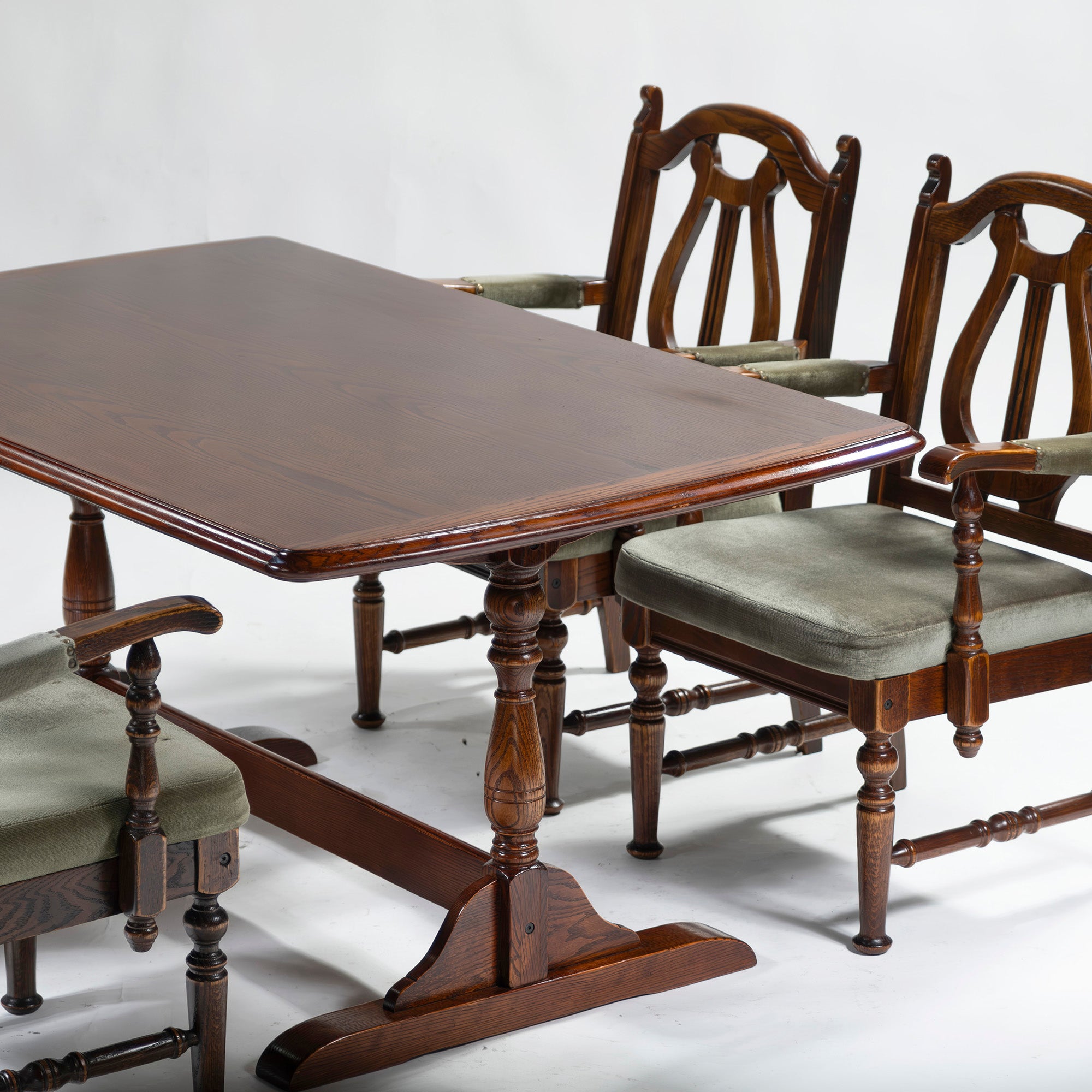 5-piece dining set, British country style, oak wood, armchair, dining chair, dining table, antique style, Mitsukoshi