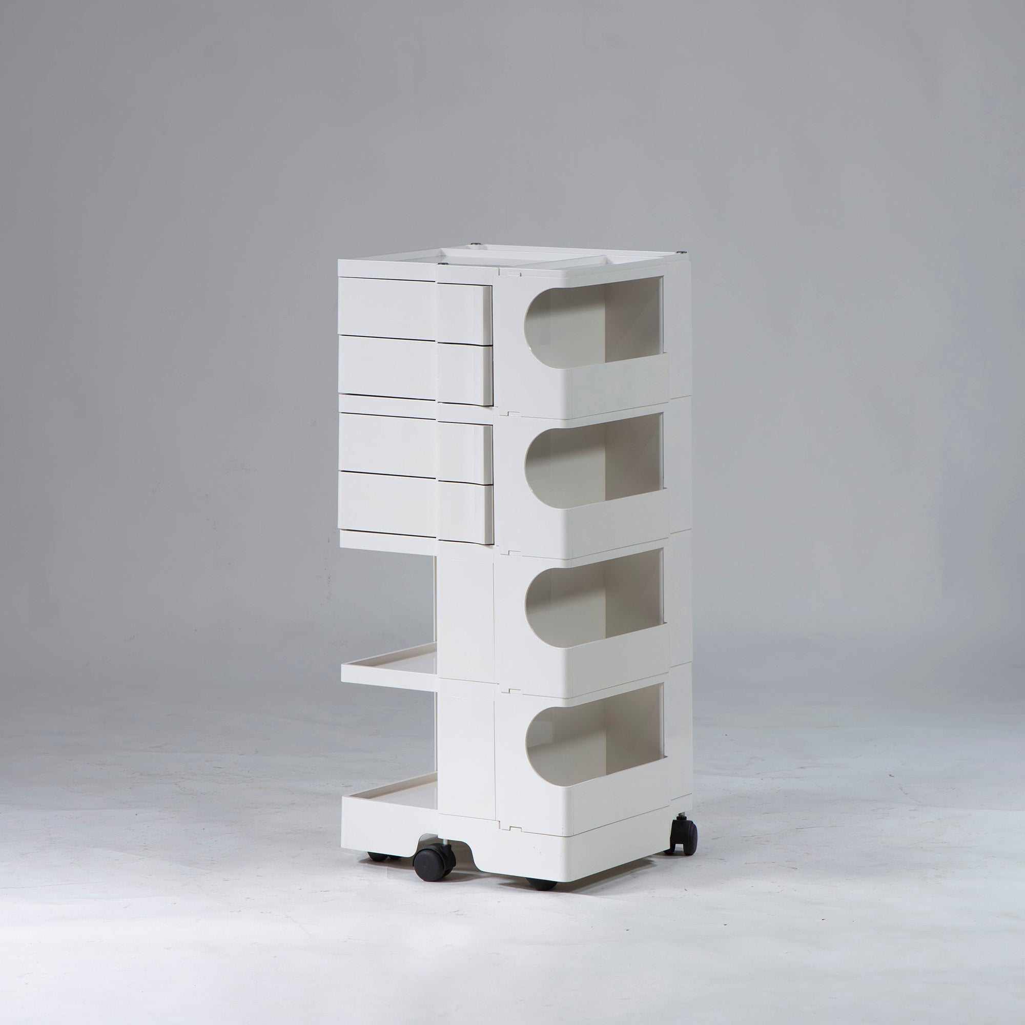 Boby Wagon B-LINE Boby Wagon 4 Tiers 4 Trays White Joe Colombo Italian Modern Masterpiece Furniture Kitchen Wagon