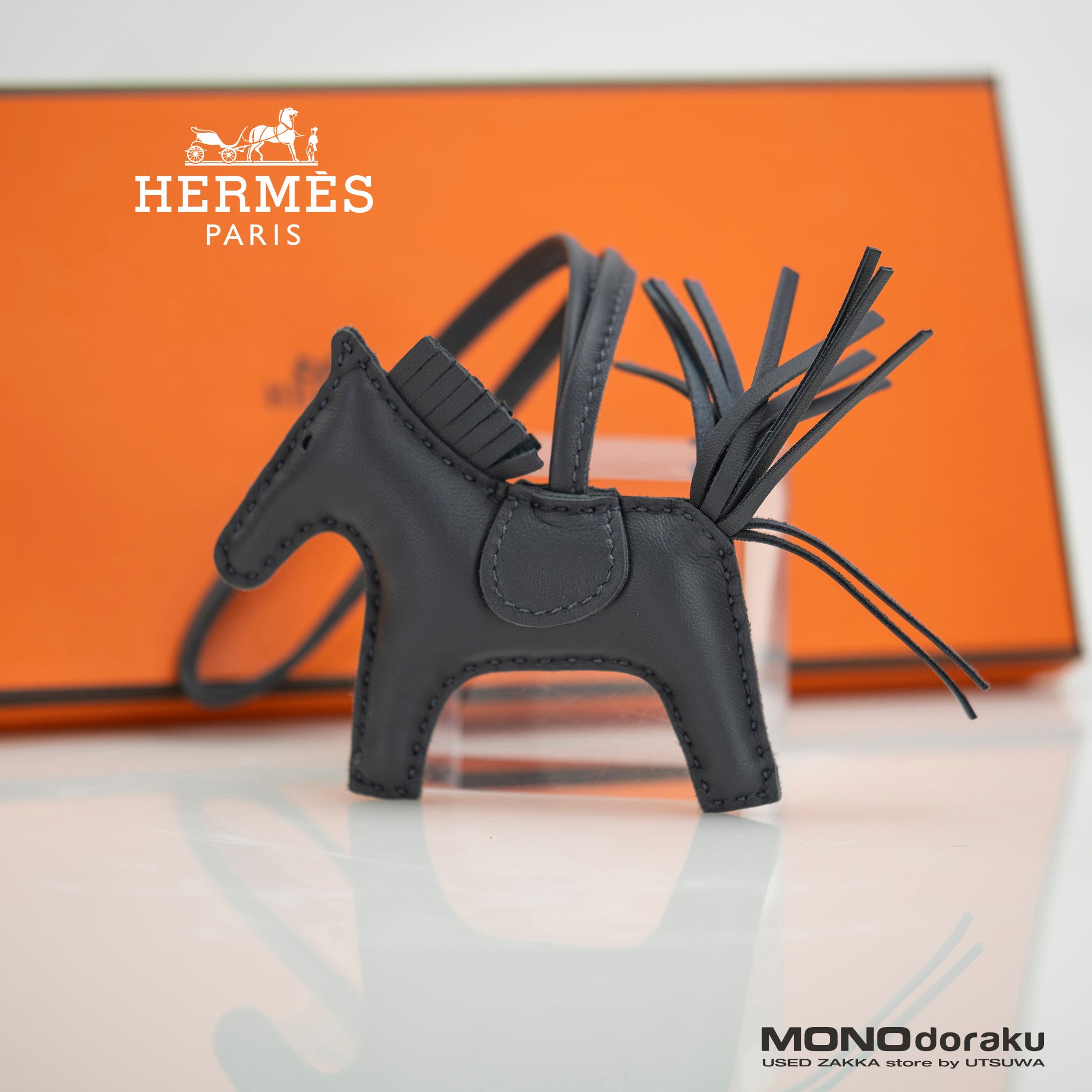 Hermes Rodeo Charm PM W Engraved 2024 Made in Ardoise Anjou Milo Leather Boxed Good Condition