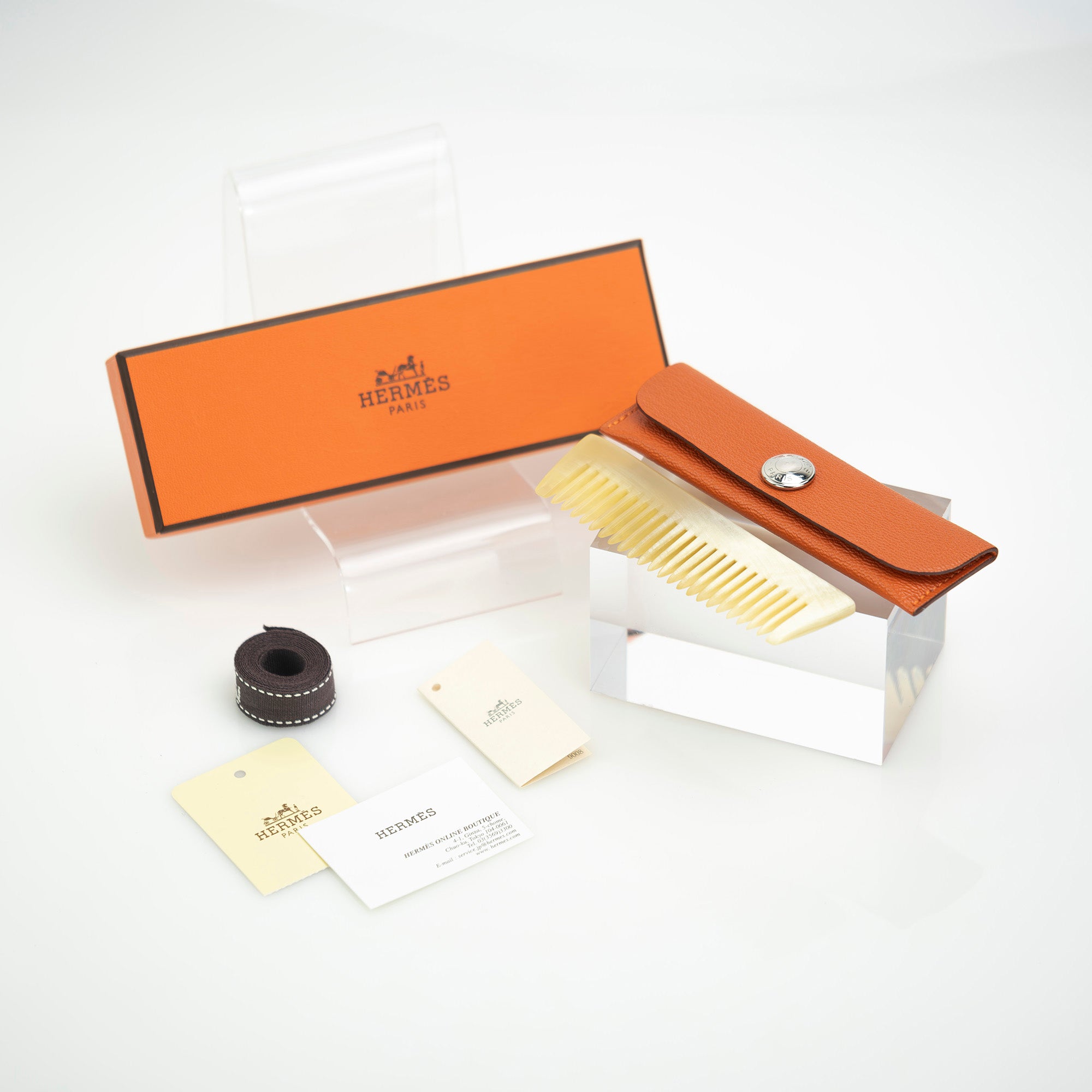 Hermes HERMES Etuipegne Buffalo Horn Comb Cushvel Case Orange