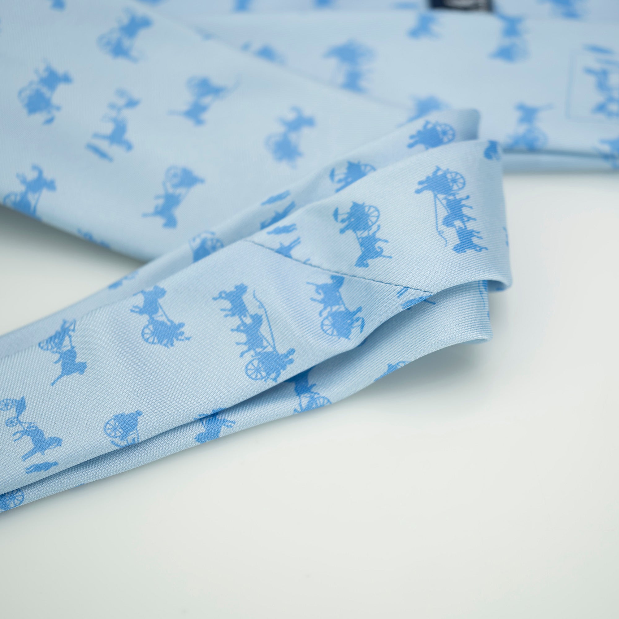 HERMES Hermes Men's Accessories Silk Items Tie Light Blue All-over Pattern