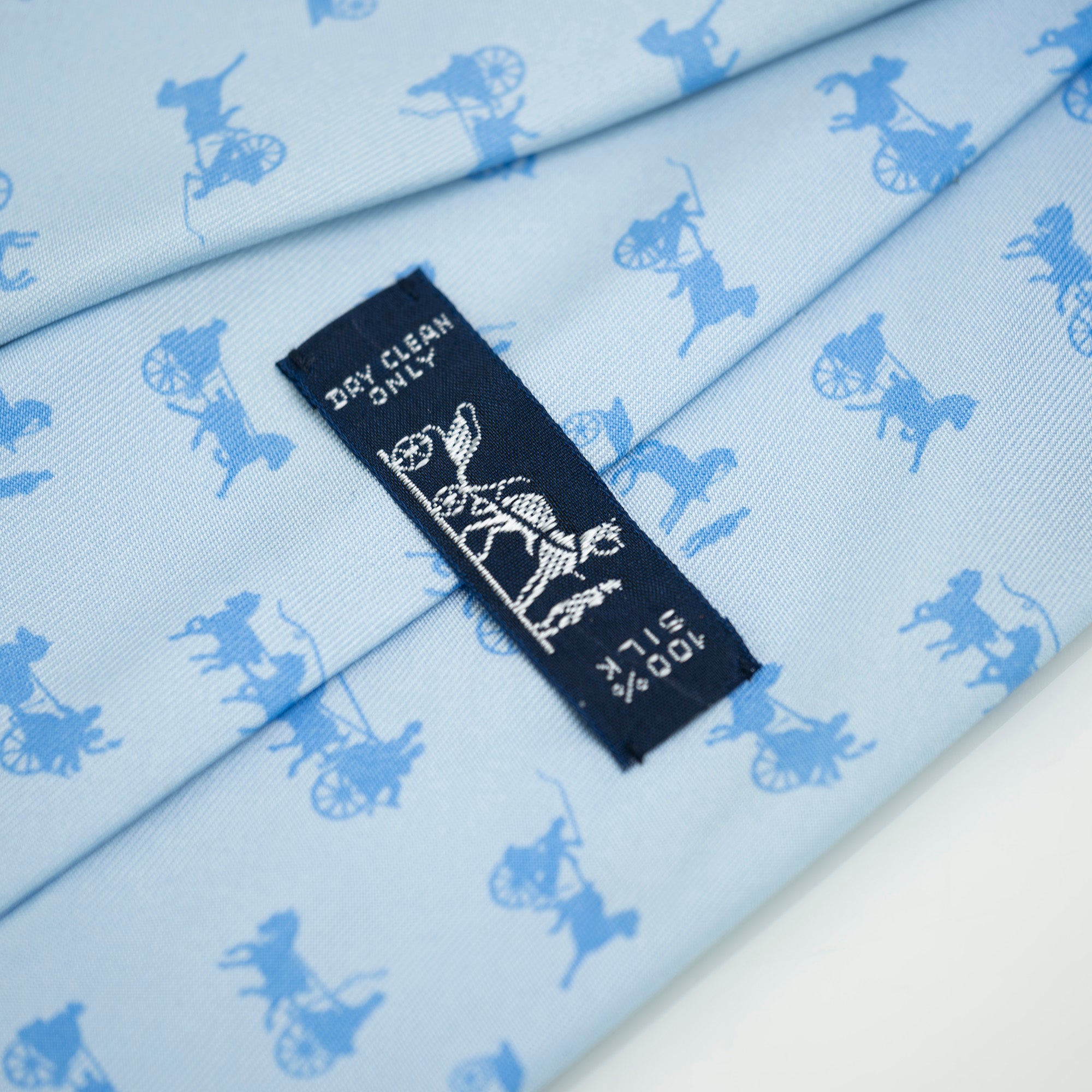 HERMES Hermes Men's Accessories Silk Items Tie Light Blue All-over Pattern