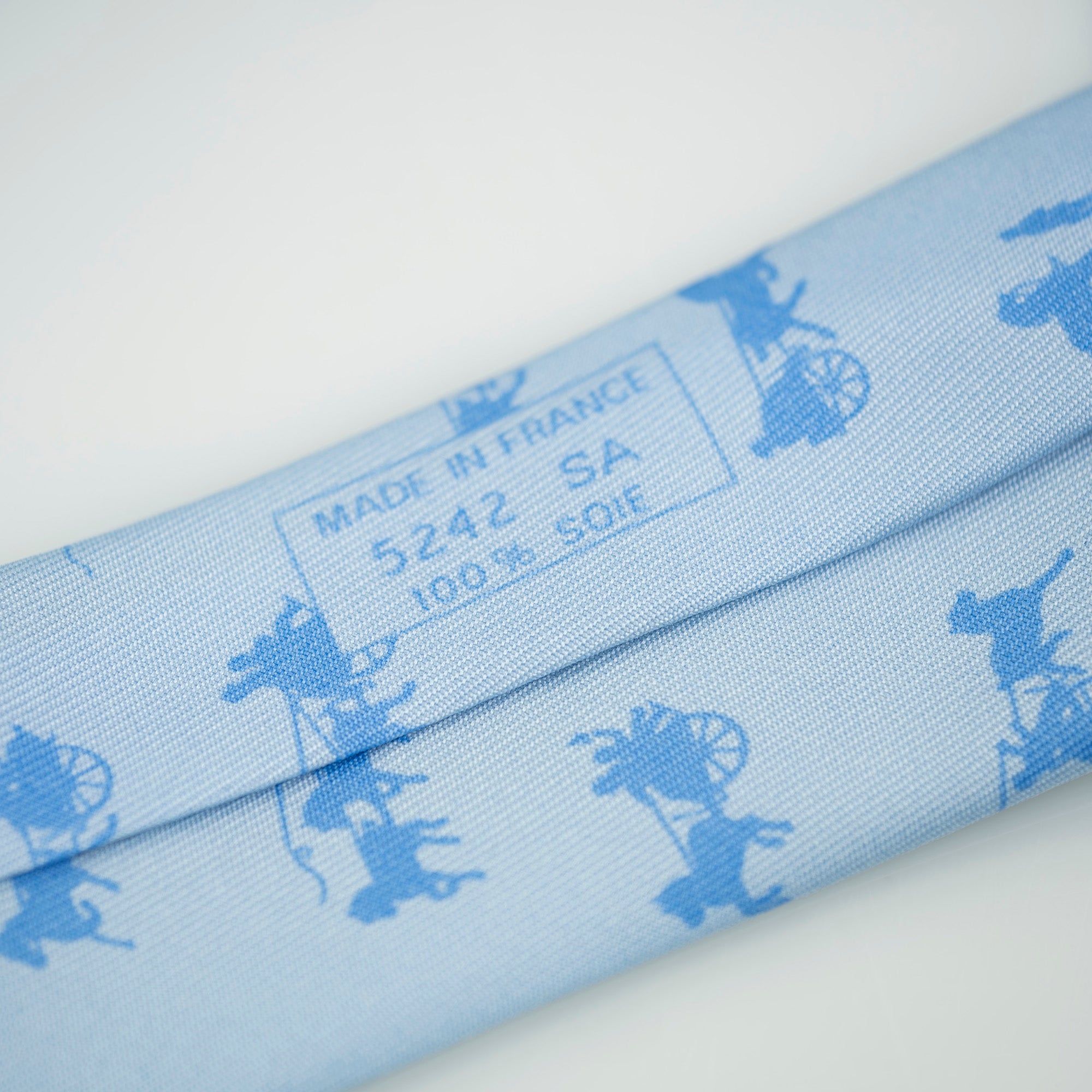 HERMES Hermes Men's Accessories Silk Items Tie Light Blue All-over Pattern