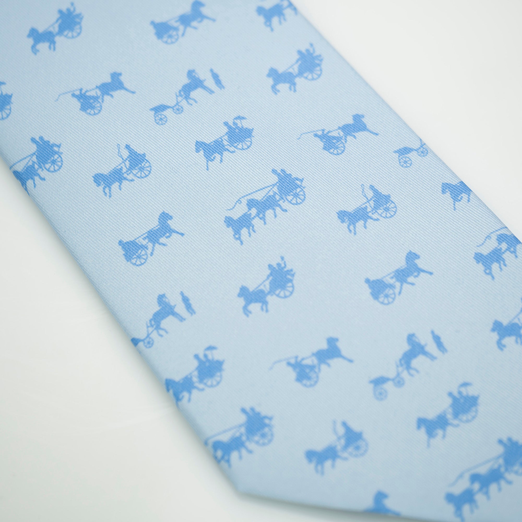 HERMES Hermes Men's Accessories Silk Items Tie Light Blue All-over Pattern