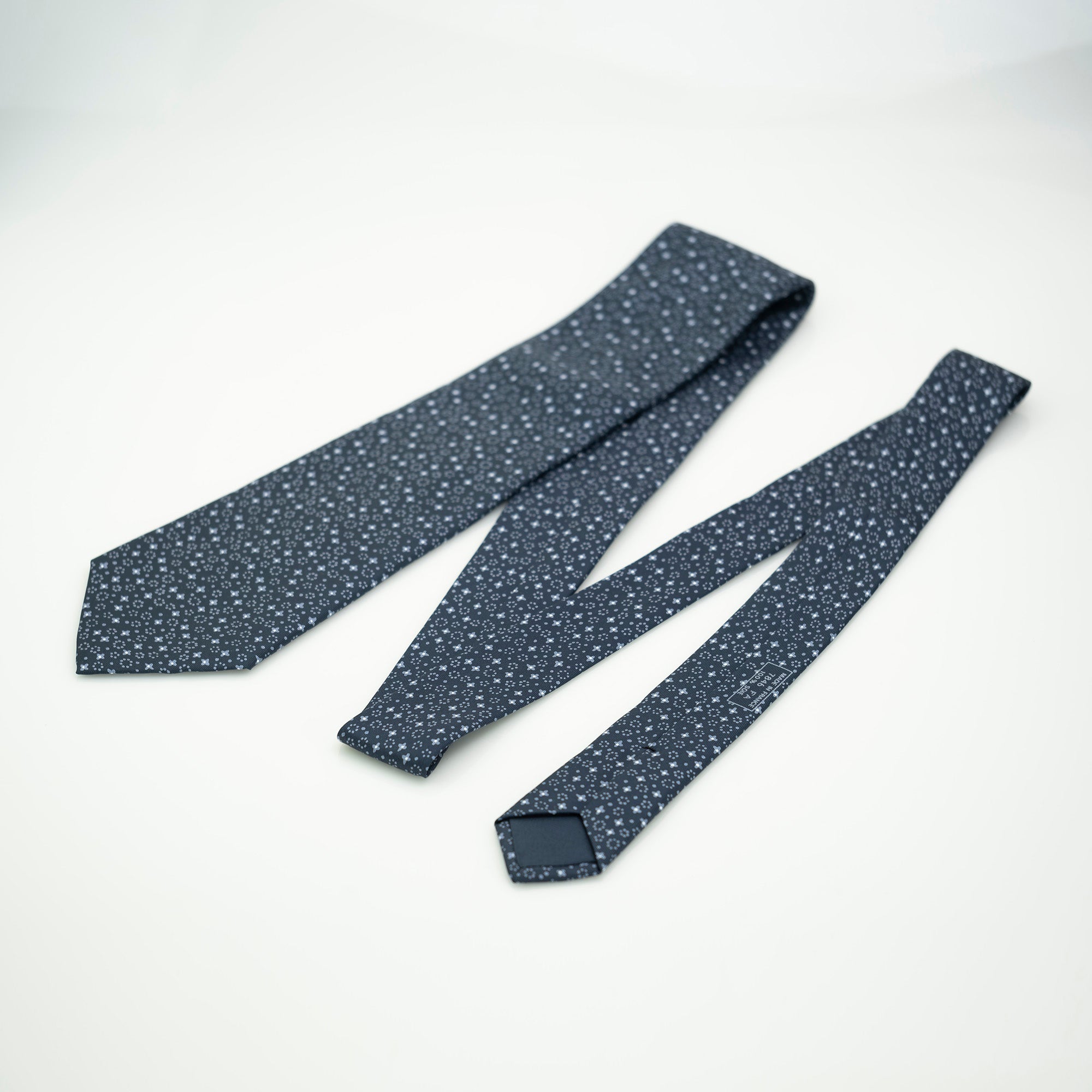 HERMES Hermes Men's Accessories Silk Items Necktie Navy All-over Pattern