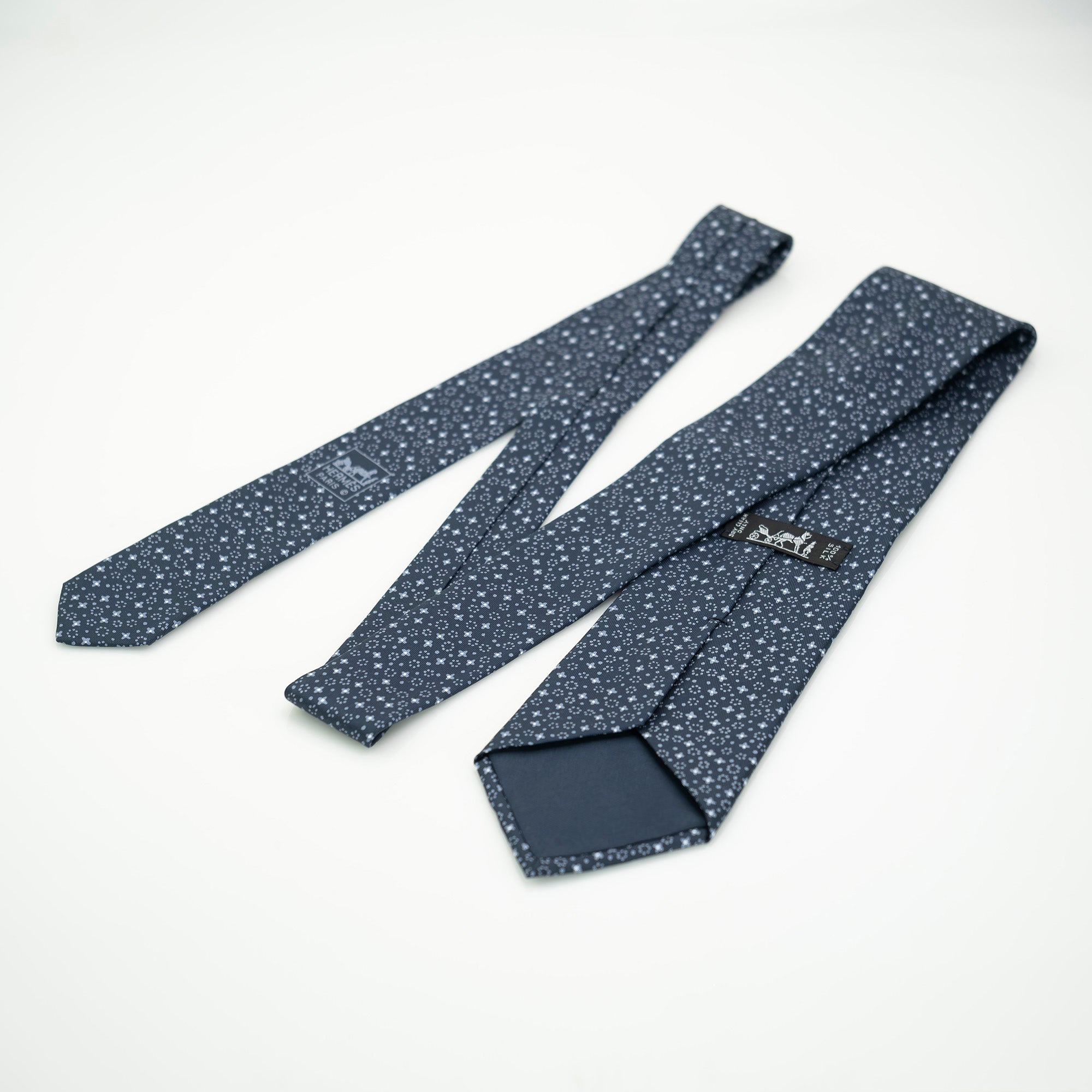 HERMES Hermes Men's Accessories Silk Items Necktie Navy All-over Pattern