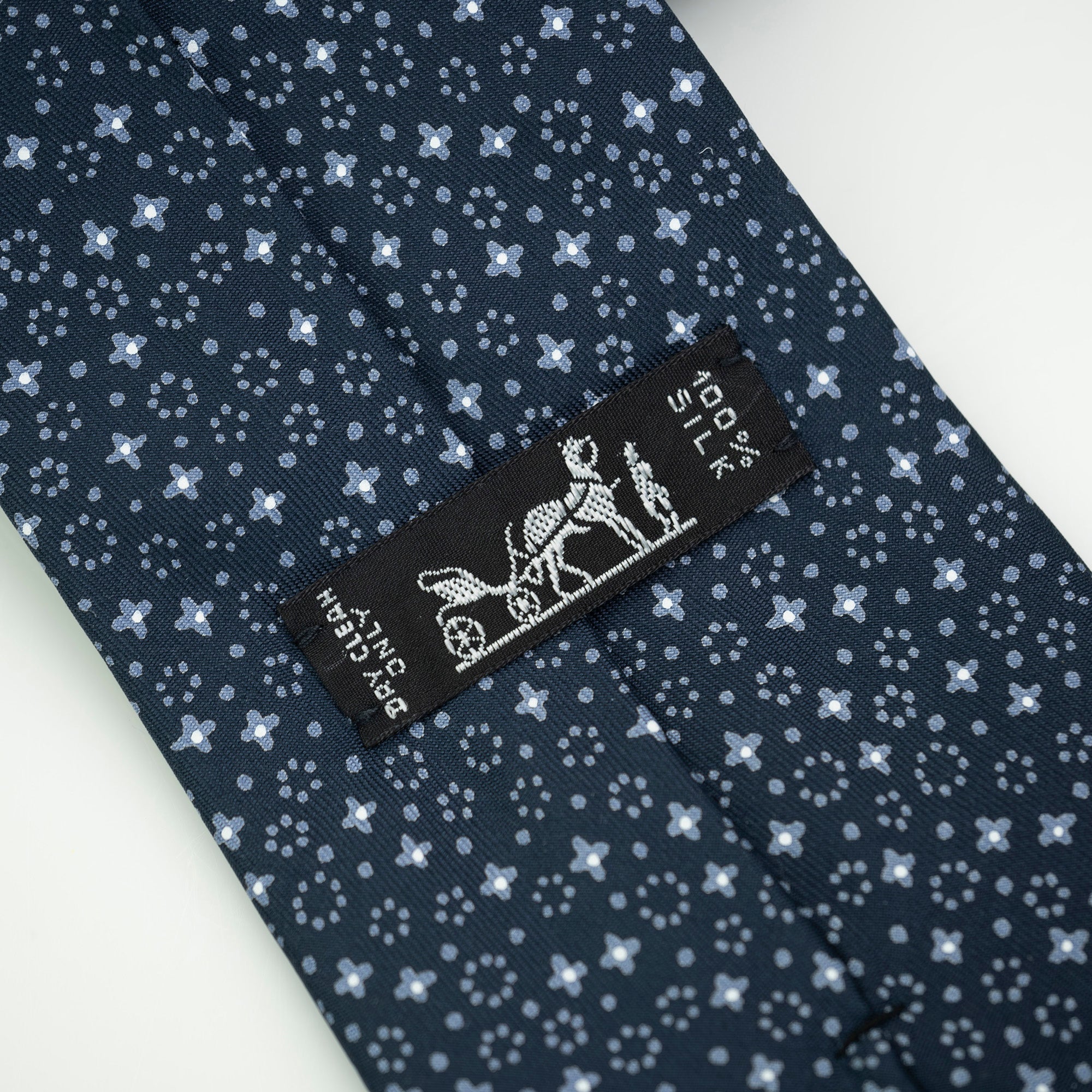 HERMES Hermes Men's Accessories Silk Items Necktie Navy All-over Pattern