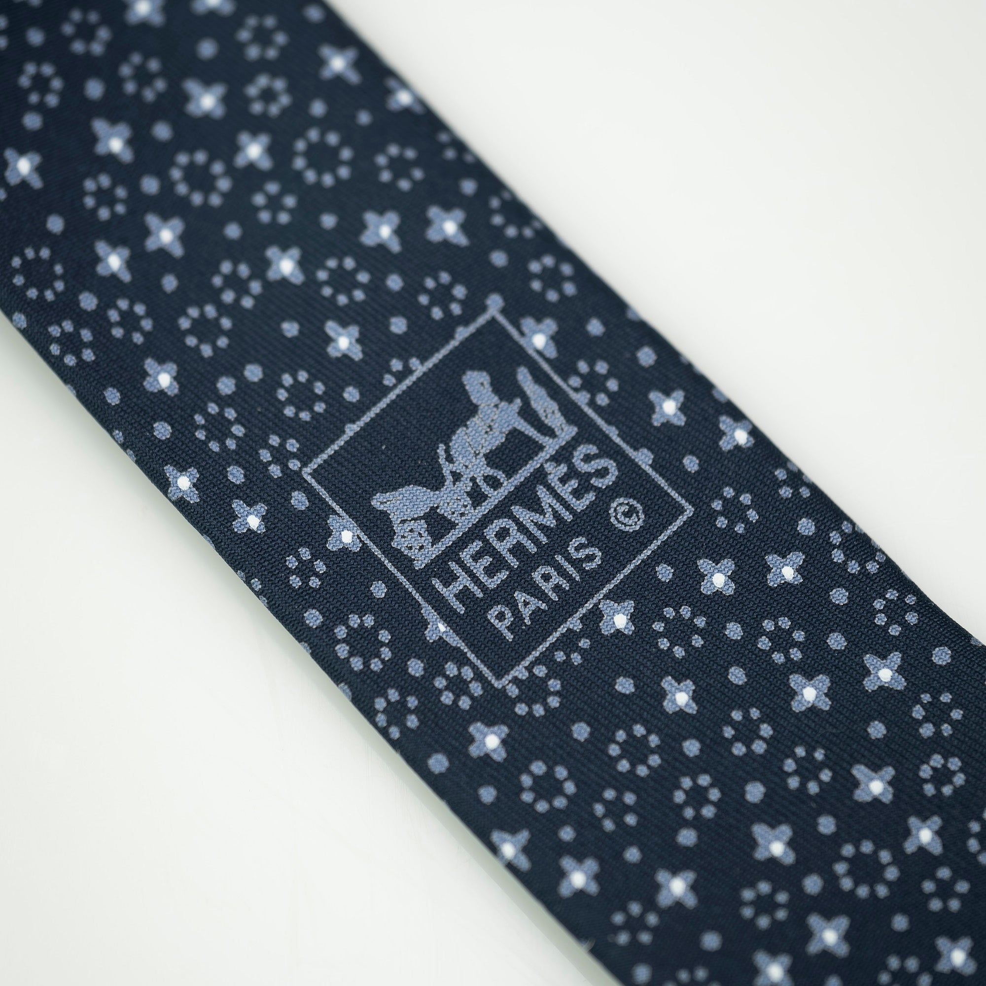 HERMES Hermes Men's Accessories Silk Items Necktie Navy All-over Pattern